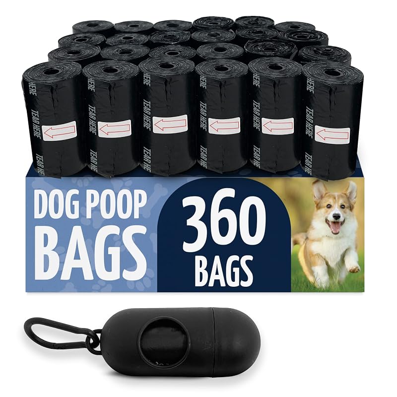 Sacos para fezes de cães Reli. com dispensador e clipe, pretos, 360 unidades