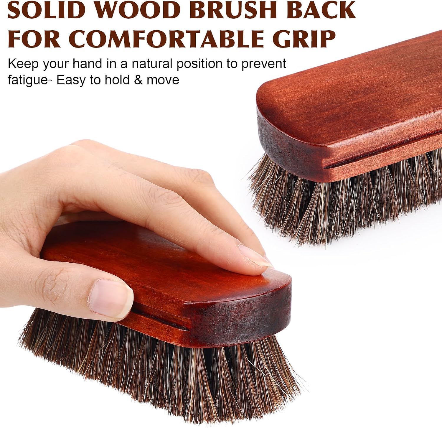 LemonRoad 12 Pcs Horsehair Shoe Brush Wooden Handle for Leather Boots