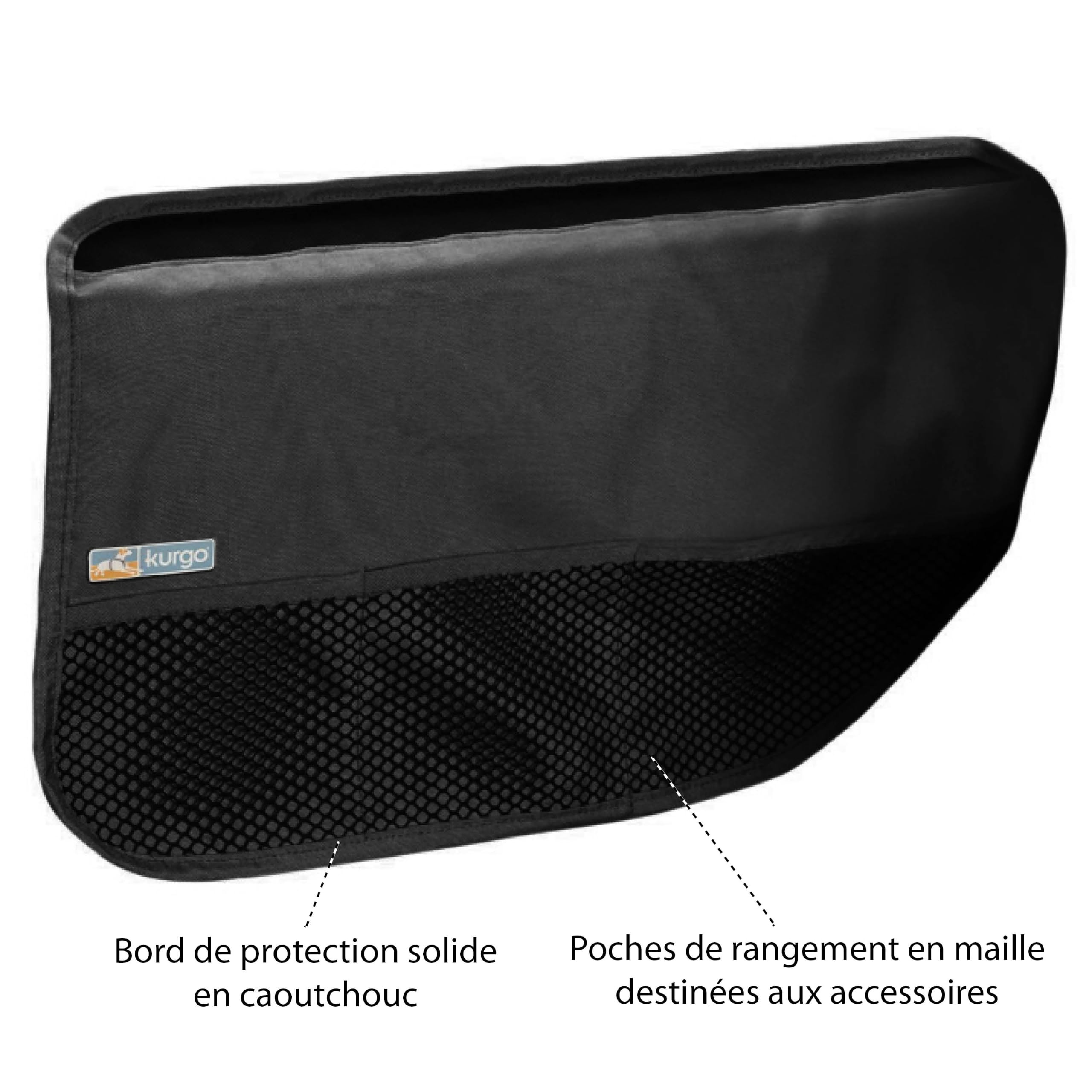 Kurgo Housse de porte de voiture pour chiens, protège les portes de voiture des griffes de chien et de la saleté, avec poches, taille réglable, noir