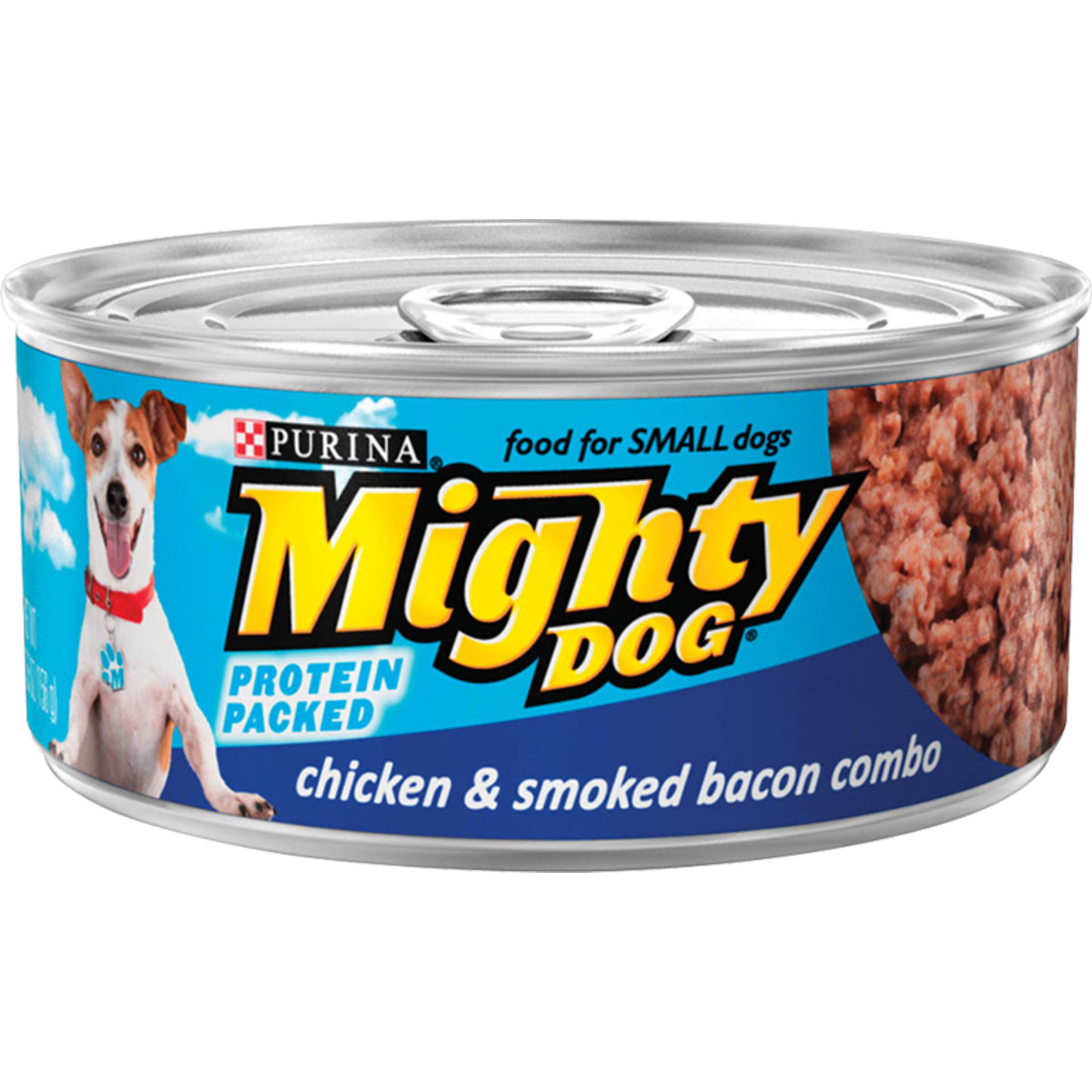 Purina Mighty Dog Small Breed Wet Dog Food, Chicken & Smoked Bacon Combo - (24) 5.5 oz. Pull-Top Cans