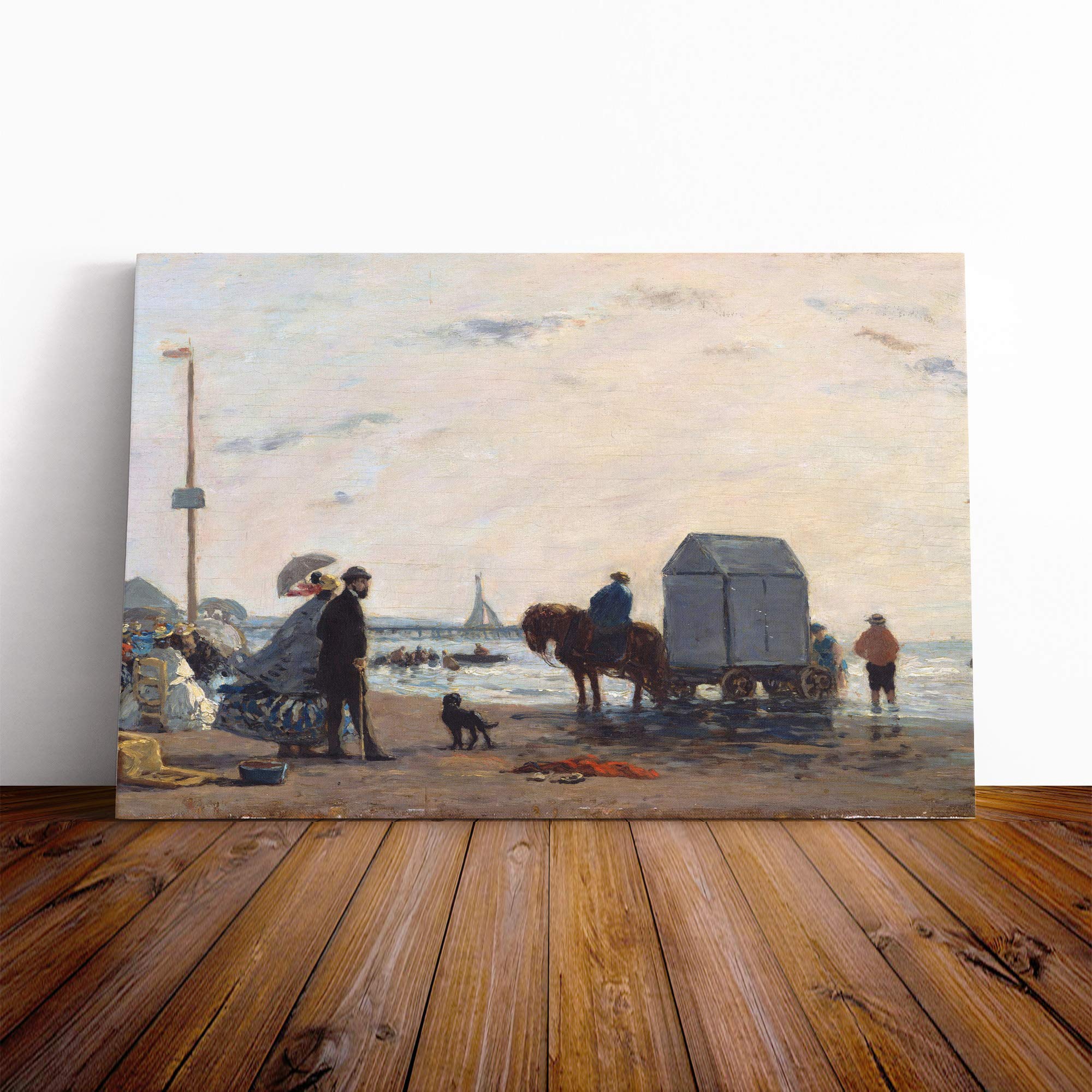 Eugene Boudin Beach at Dusk Canvas Print | Gallery Wrapped 30mm Frame Wall Art | 30x20 inches | Ready to Hang | Modern Seascape Picture | Living Room Bedroom Lounge Office