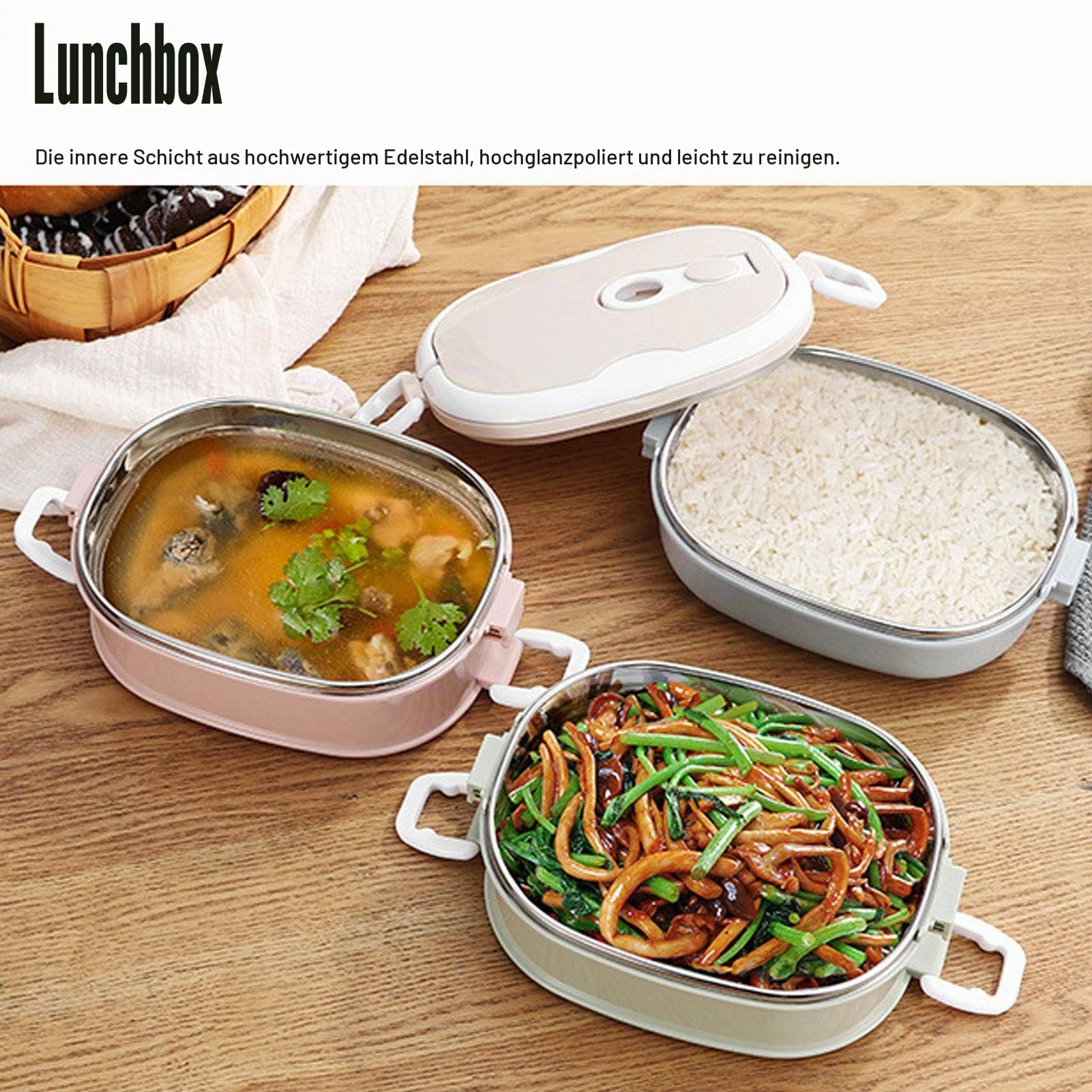 Tragbarer Brotdose Box, Auslaufsichere Lunchbox Thermobehälter, Bento Box Edelstahl Isoliert, Essen Warm Halten Behälter, für Schulbüro Außenreisen, Erwachsene, Student(2700ml 3 Schichten)
