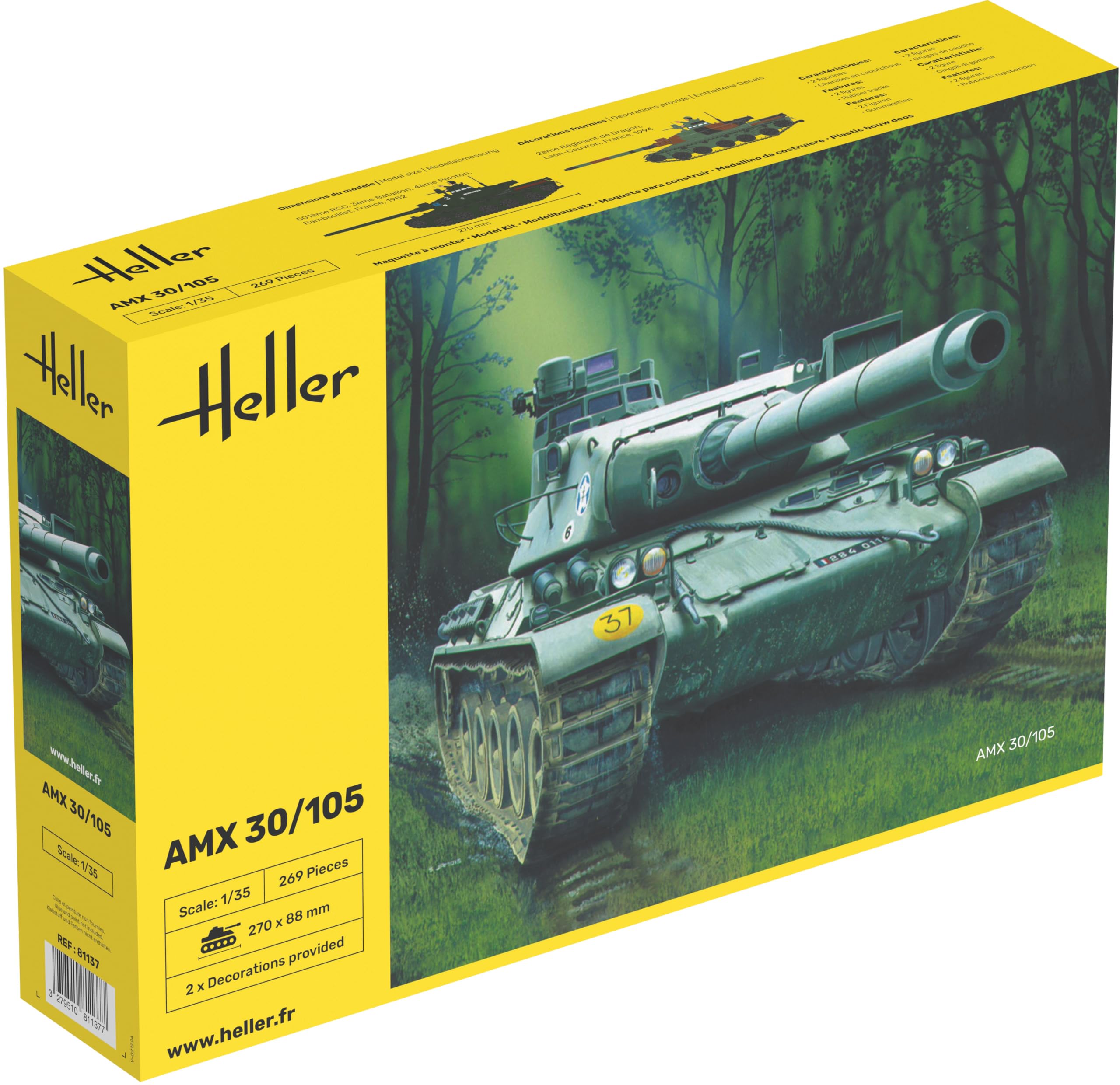 Heller - 81137 - Construction Et Maquettes - Amx 30/105 - Echelle 1/35ème