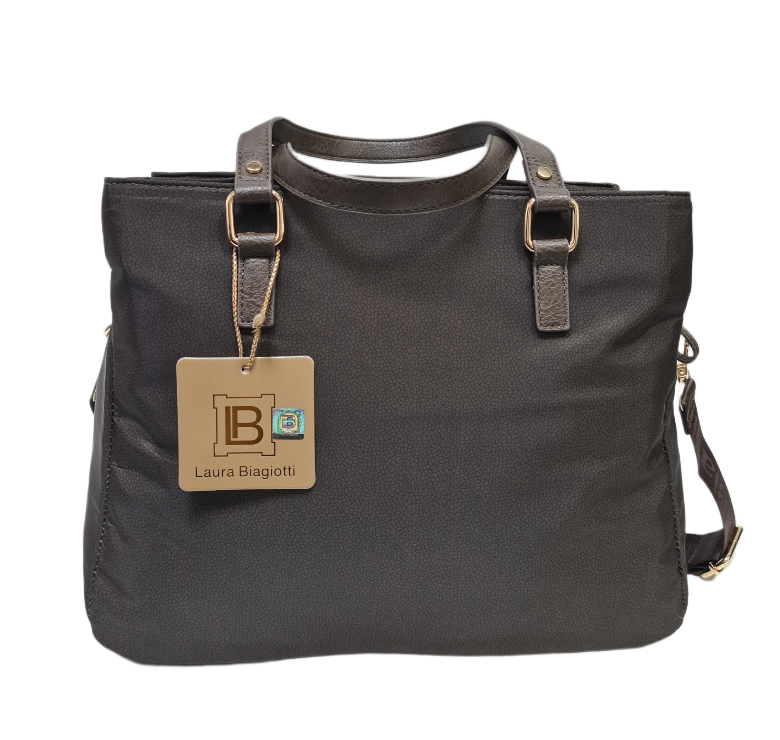 Laura Biagiotti Borsa Donna Tote Lorde, Nylon con Texture, Manici in Ecopelle, 31x25x14 cm, con Tracolla Regolabile e Scomparti Multipli Art. LB 101-34