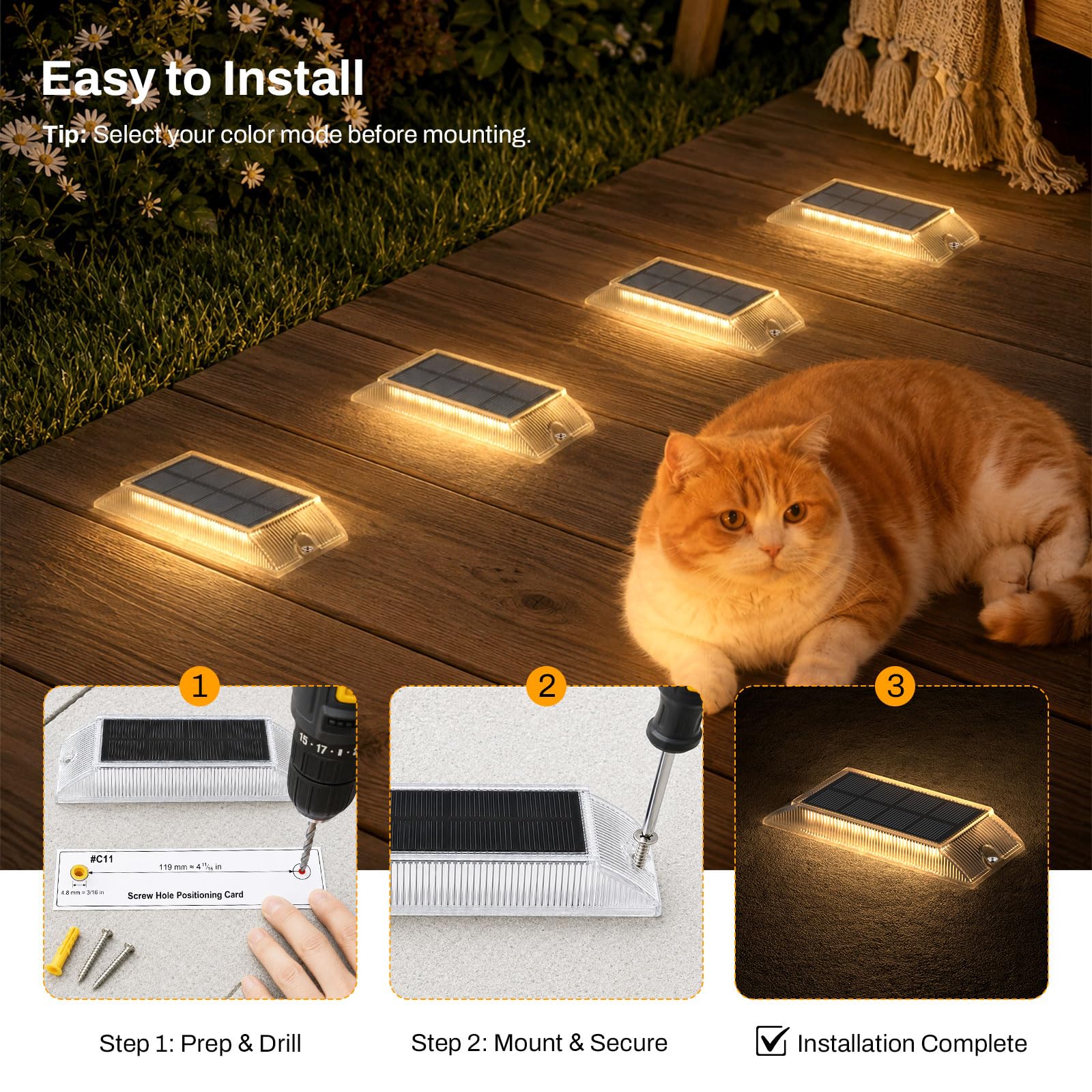 Lacasa Solar Bodenleuchten Aussen 8 Stück, 2 in 1 LED Solarlampen für Außen, Wasserdicht Solarleuchten für Auffahrt, Gartenweg, Außentreppen, Terrasse und Poolrand (Warmweiß & Kaltweiß) | Wasserdichte Markierungsleuchten für Treppe, Garten, Hof, Terrasse
