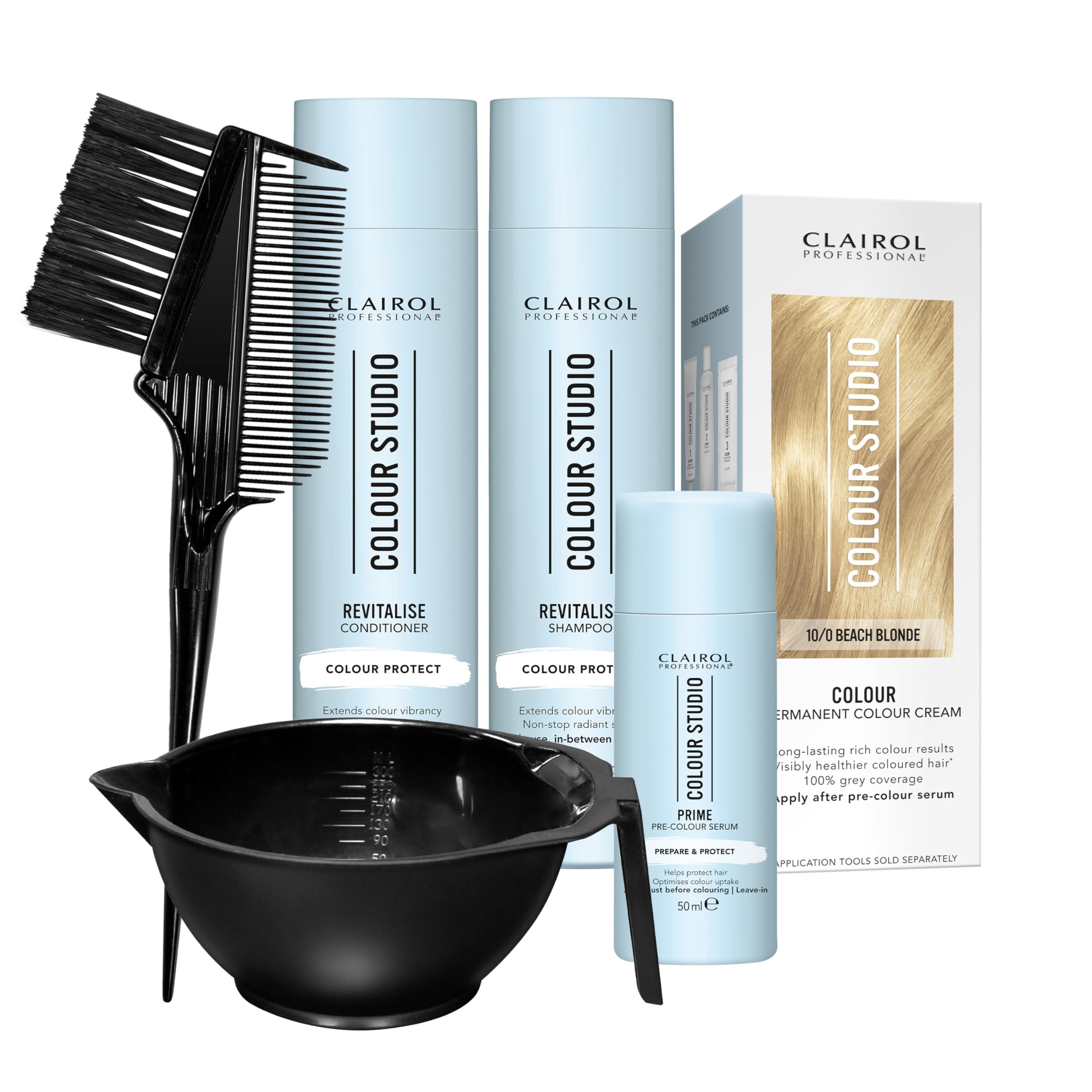 ClairolProfessional Colour Studio Permanent Colour Cream Hair Dye | Long-lasting Rich Tones | 100% Grey Coverage | Hair Colouring Kit | 3-step Routine with Accessories | 11/1 Cool Porcelain