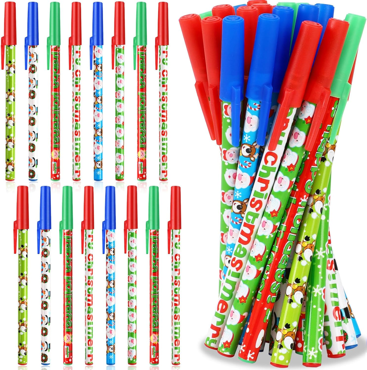 AMSNINK Weihnachtsstifte 6er Set | Flauschige Stifte Mit Weihnachtsmotiven | Für Kinder