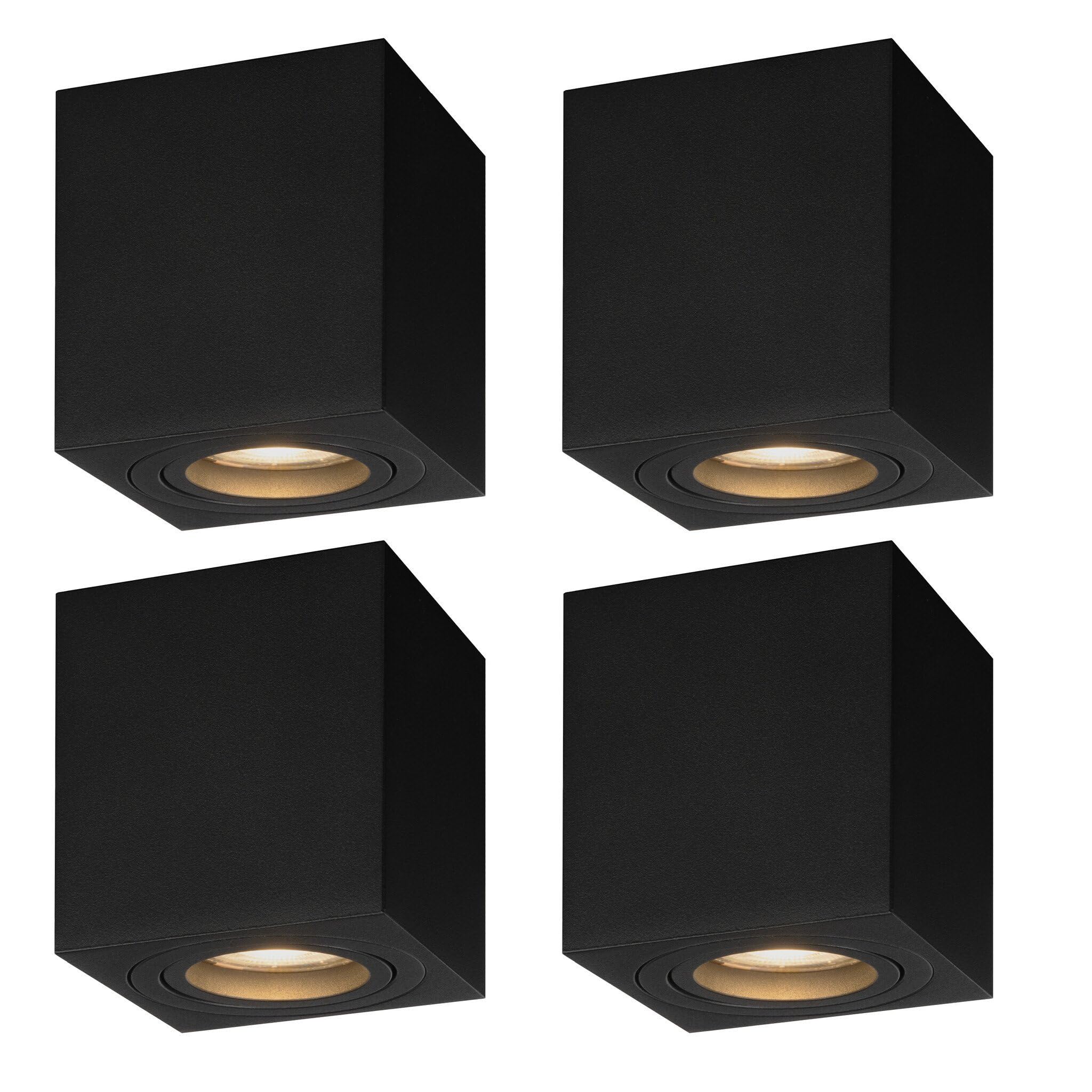 Ledvion lot de 4 spot LED en saillie noir carre 3W blanc chaud dimmable