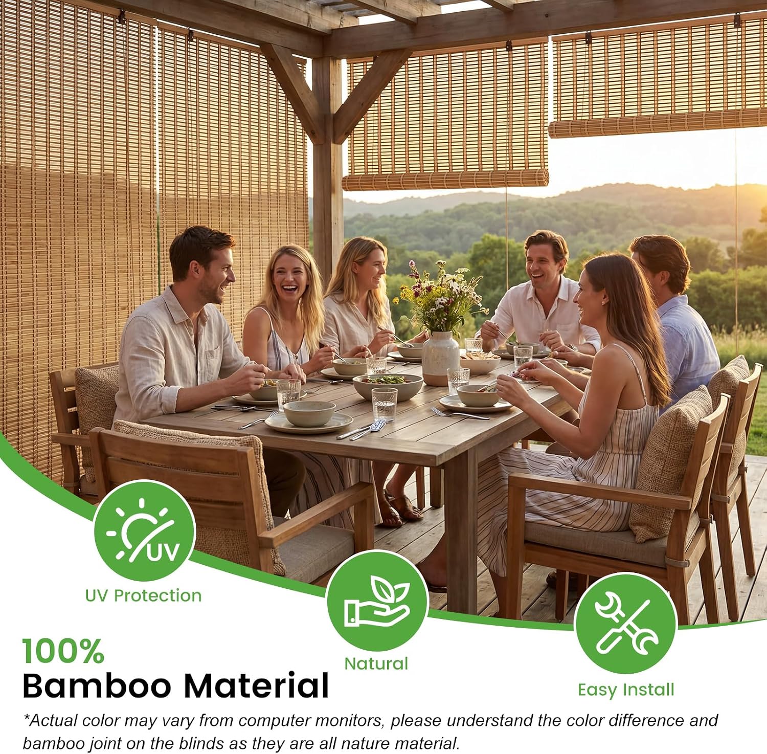 BAYUE Bamboo Blinds, Roll Up Window Shades with Light Filtering for Home image 4