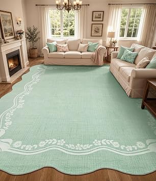 YIHOUSE 8x10 Area Rug Sage Green Bow Living Room Rug,Girls Bedroom Rug