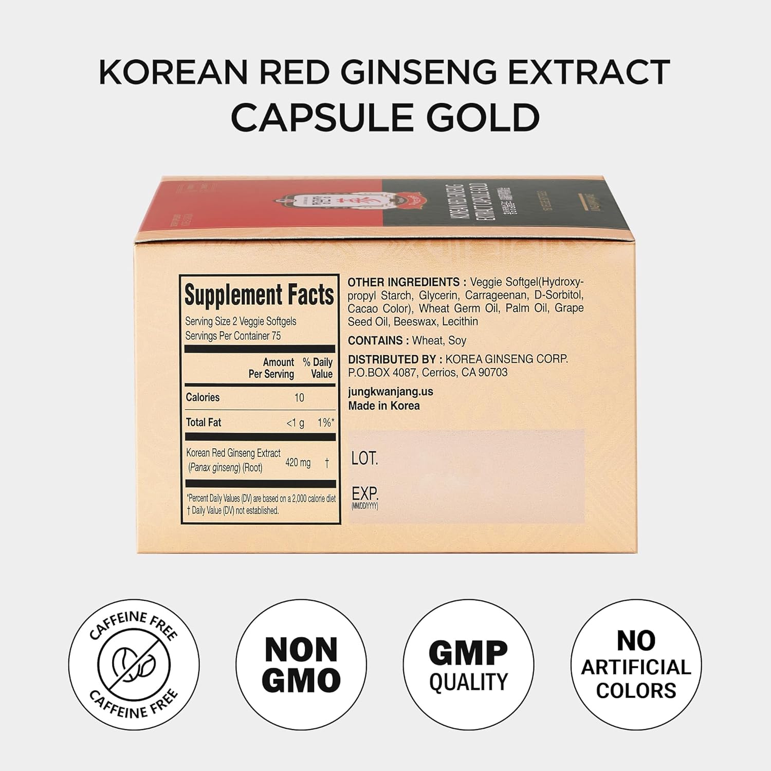 JUNG KWAN JANG Korean Red Ginseng Extract Capsule Gold - Vegan Energy Supplements - No Caffeine & Non-GMO (600mg, 150 Capsules) - Image 7