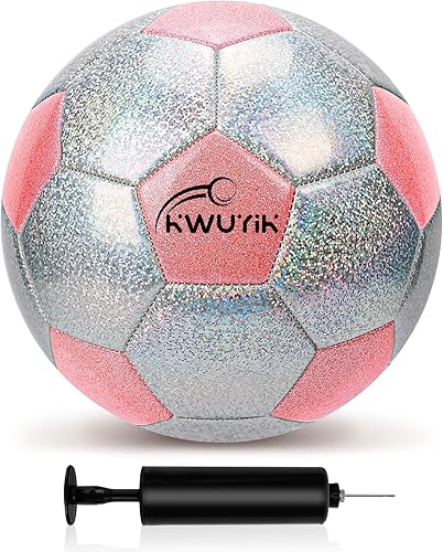 Balón de fútbol de tamaño 3, 4, 5, purpurina, rosa, morado, plateado, con bomba, pelota de fútbol para niños de 3 a 6 años, 6 a 8, 8 a 12 años,