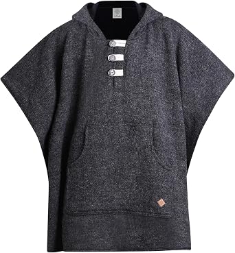 virblatt Wool Poncho Men | Wool & Fleece | Hooded Winter Mens Poncho Warm Mens Pancho Blanket Outdoor Cape
