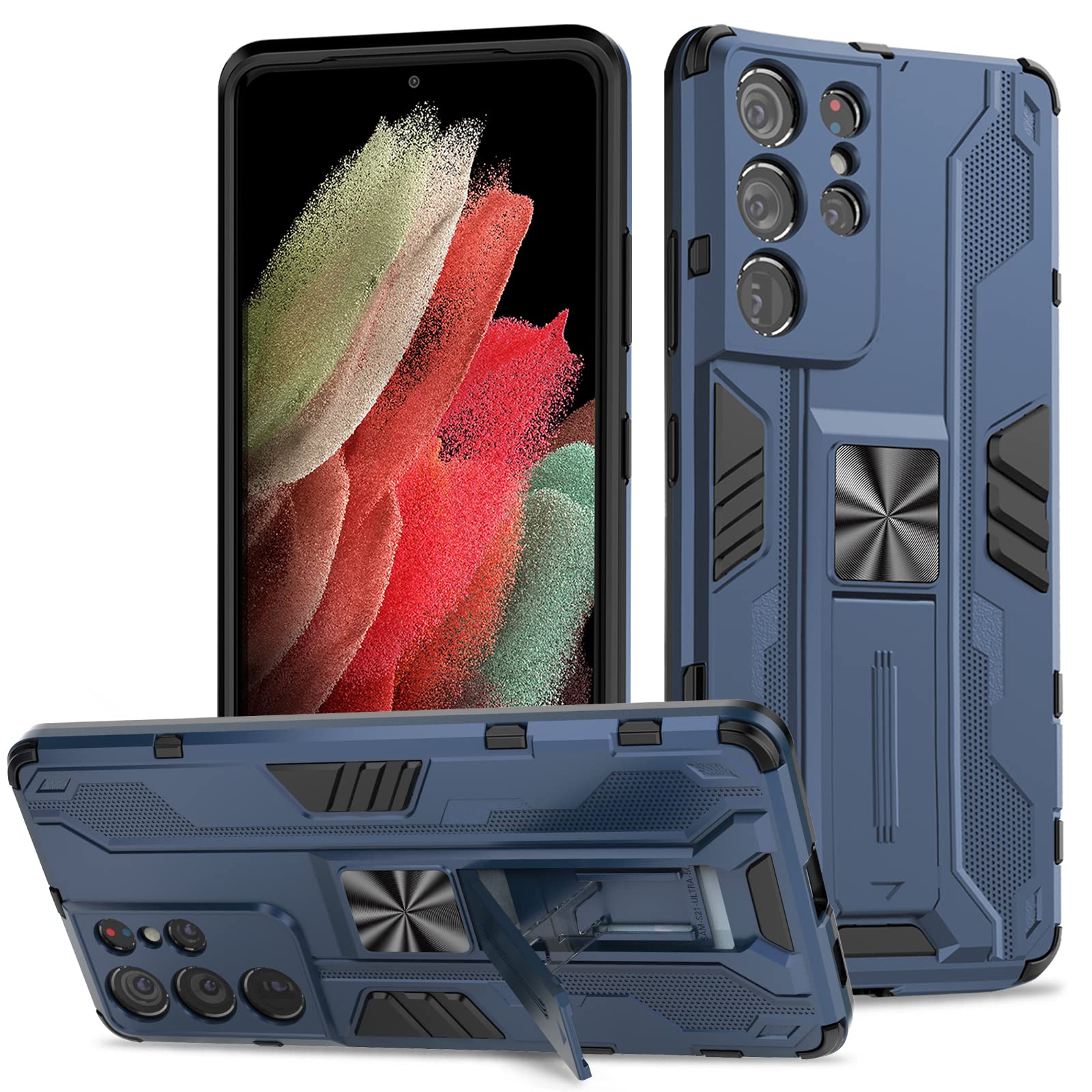 Funda para Samsung Galaxy A13 4G con Cristal Templado Protector Pantalla, Carcasa Antigolpes con Soporte anular metálico, Case Protectora de Grado Militar, Negro — view 137