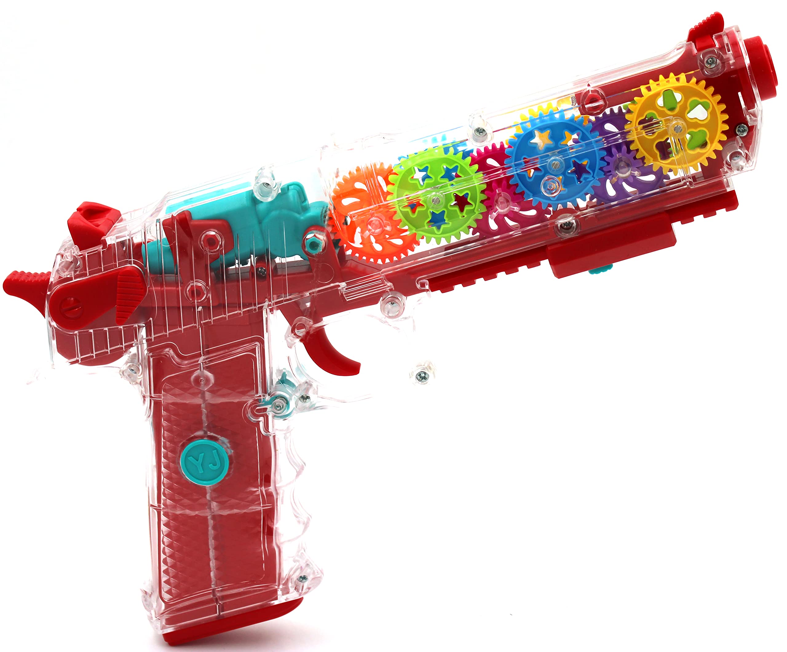 Funport Medium Size Transparent Mechanical Toy Hand Gun with