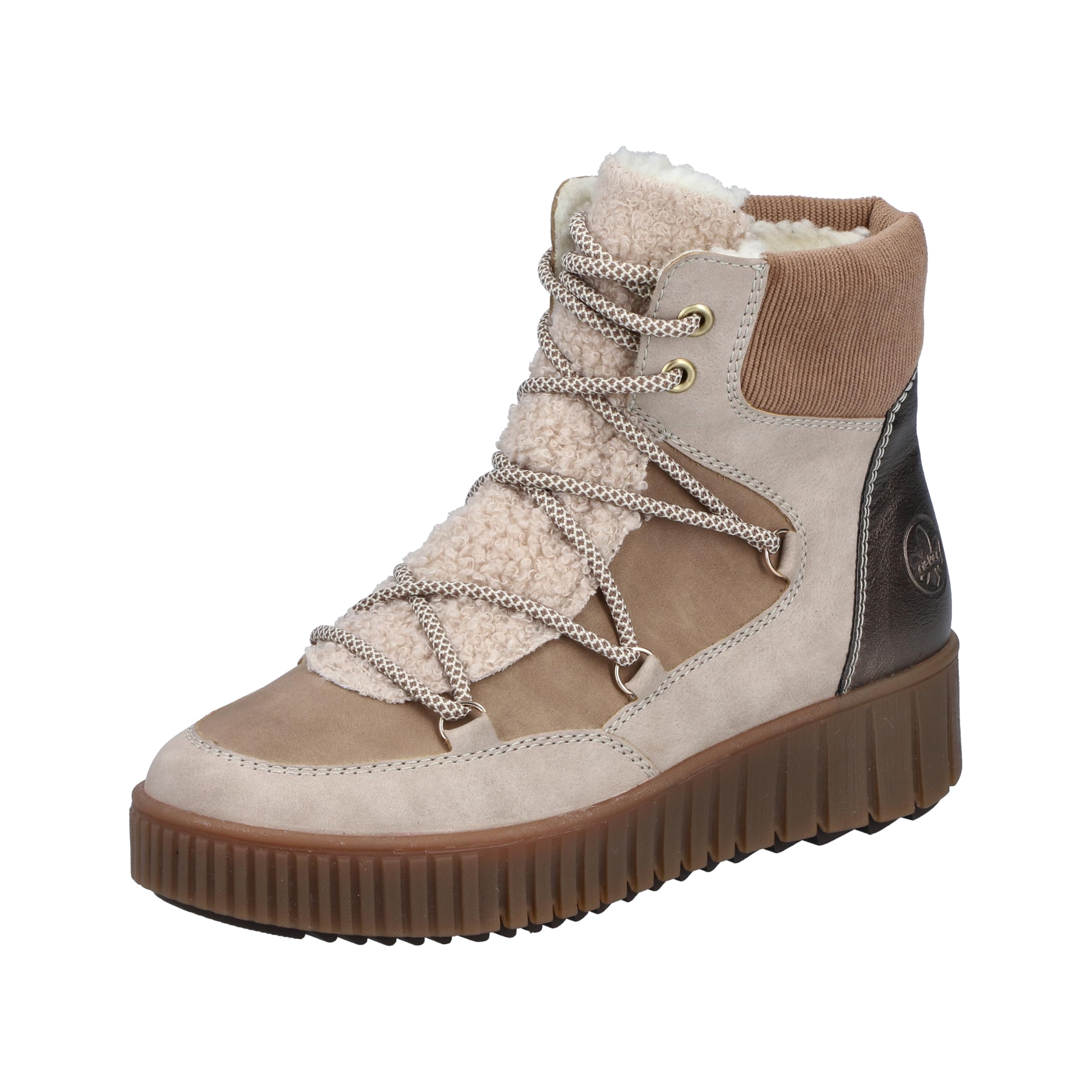 Rieker Y6120-60 Schnürstiefel Textil & Synthetik Damen in beige-Kombi