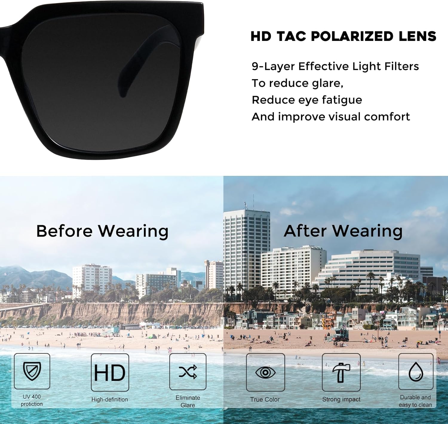 mosanana Oversized Square Sunglasses for Women Simple Trendy Style MS51917 - Image 6