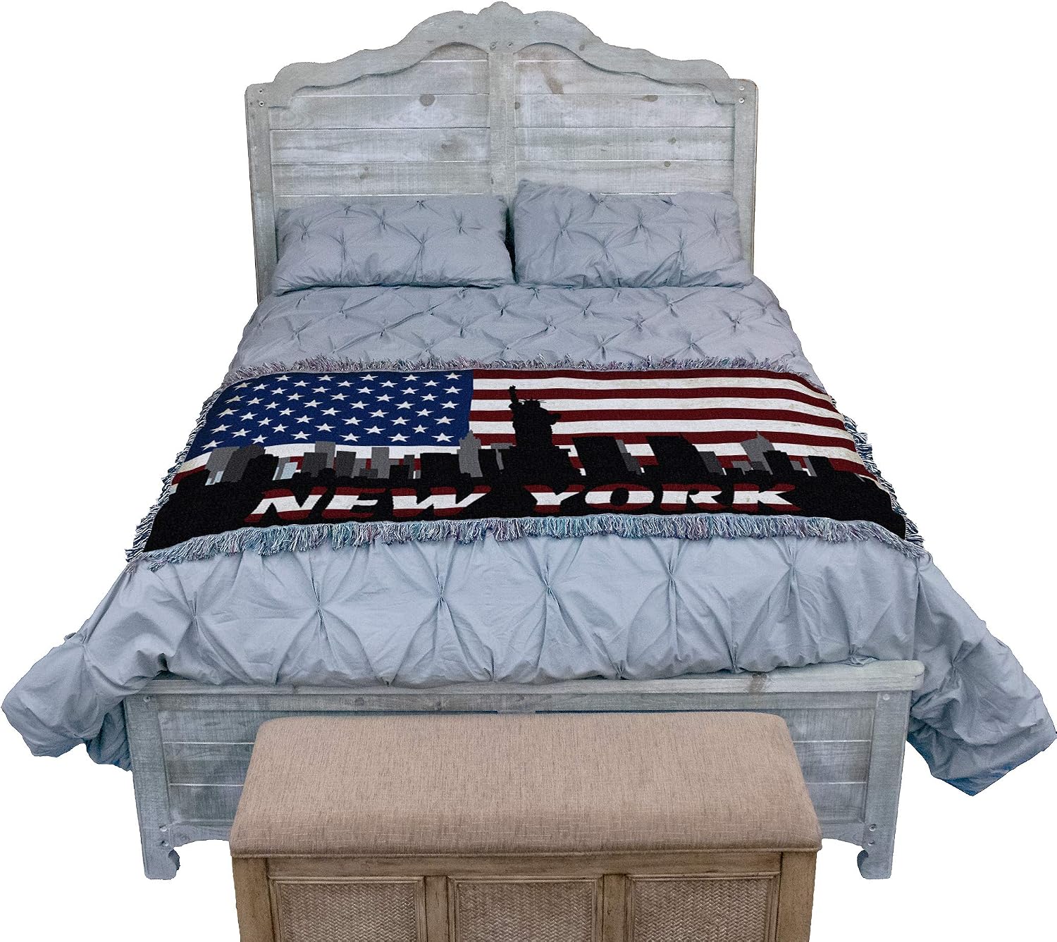 Pure Country Weavers New York - New York - City American Flag Blanket - Gift Tapestry Throw for Back of Couch or Sofa - Woven from Cotton - Made in the USA (61x36)