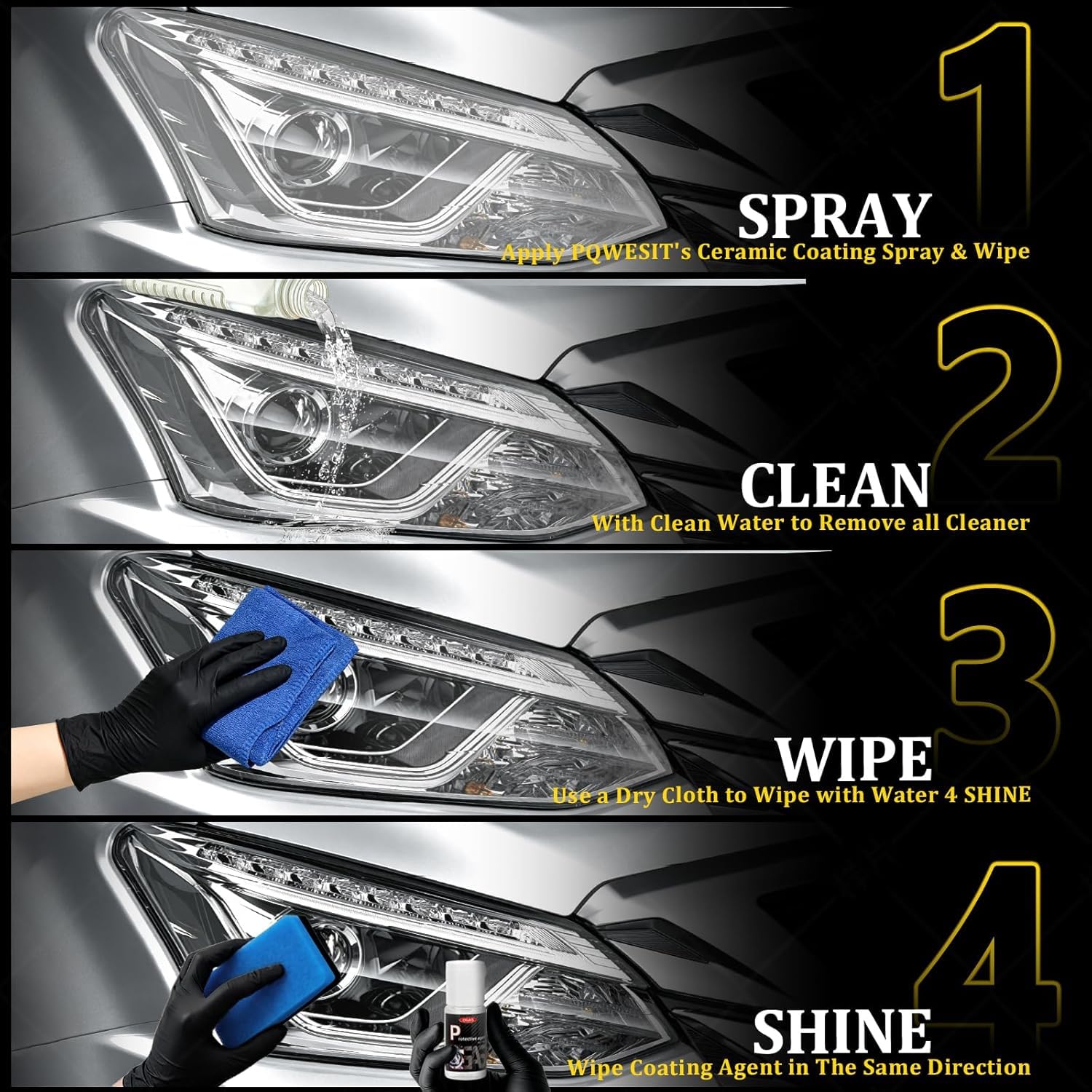 Car Headlight Restoration Kit – Headlight Cleaner & Restorer Kit with Restoration Spray, No Power Tools Required, Restores Yellowed & Oxidized Headlights to Like-New Clarity, For All Vehicle Types — view 5