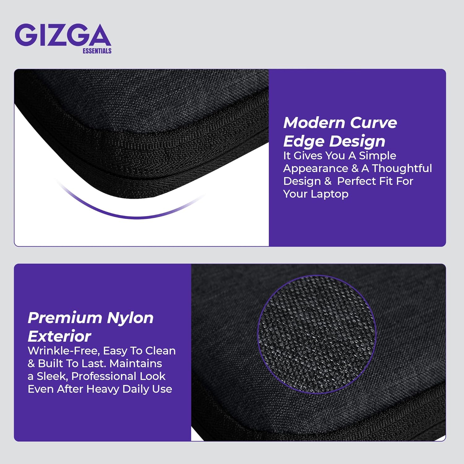 Gizga Essentials 13.3 Inch Laptop Sleeve Case Cover Pouch Bag with Handle & Front Pocket| Slim & Water-Resistant Nylon Fabric with Shockproof Foam Padding, Soft Lining & Premium Zipper Closure (Black) 41 810JC3aqRGL. SL1500