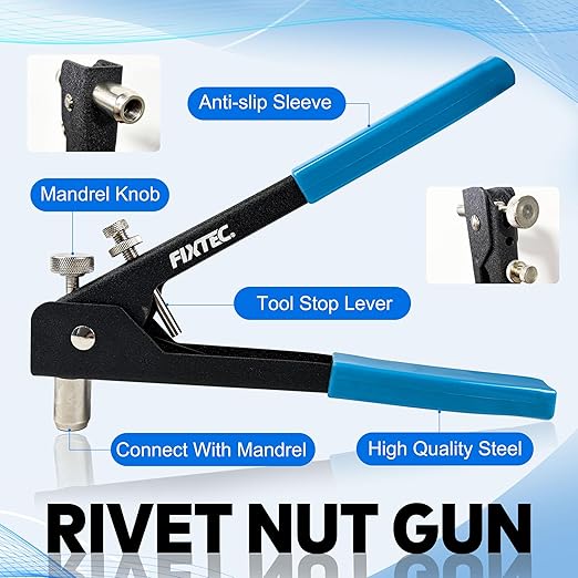 Kit de herramienta para tuercas de remache FIXTEC, 86 piezas con 5 mandriles métricos miniatura 7