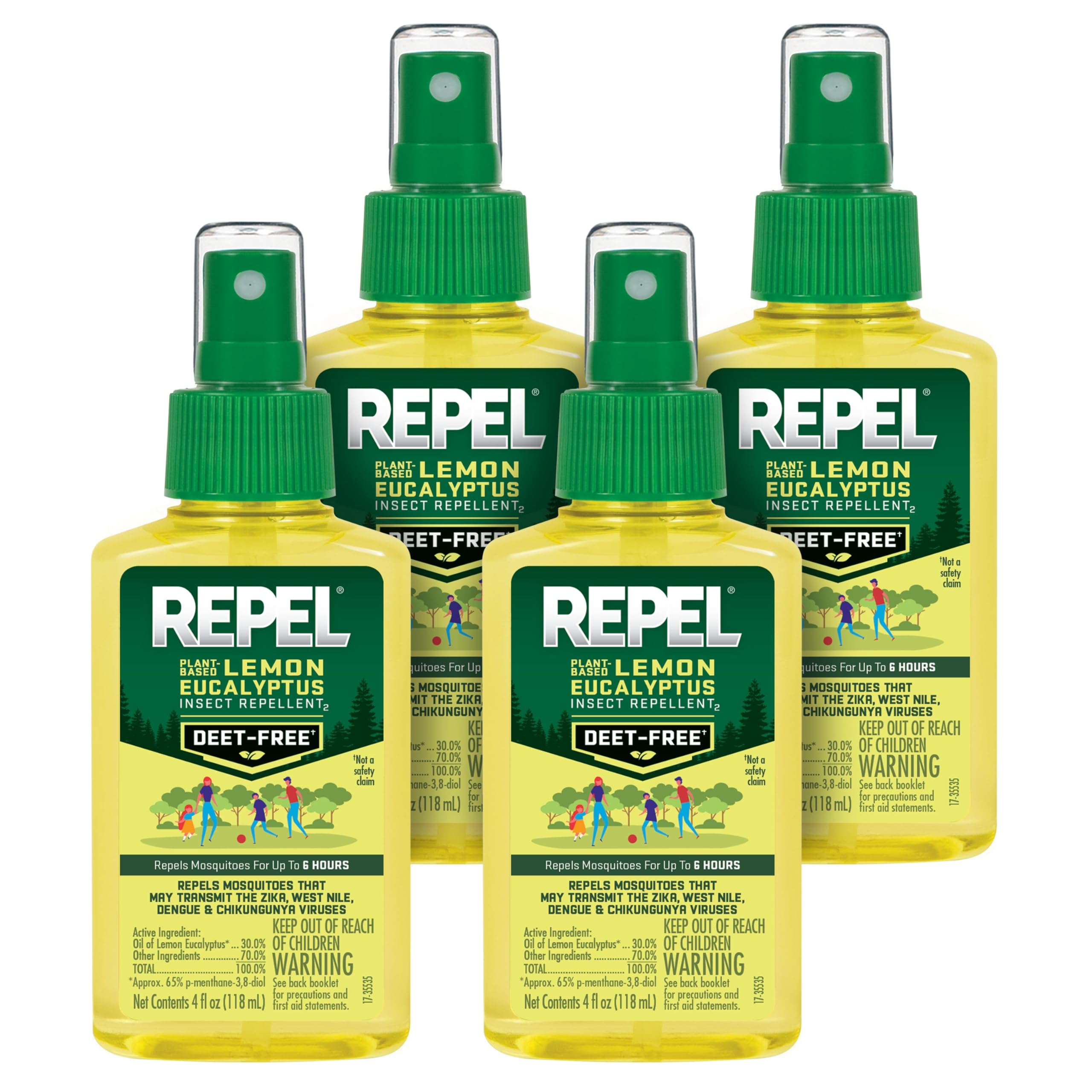 Repel Plant-Based Lemon Eucalyptus Mosquito & Insect Repellent 4 Oz, 4 Pack
