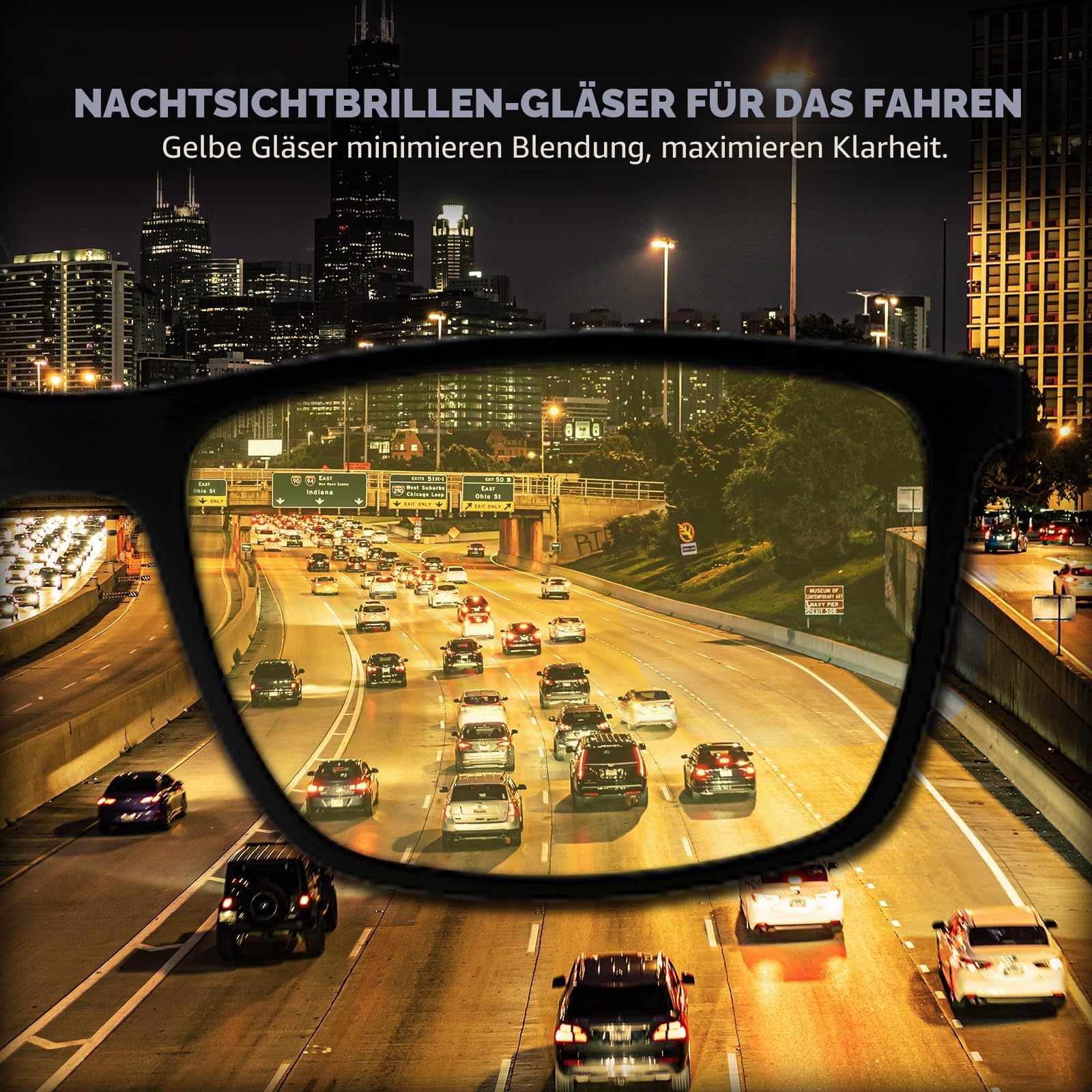 BAUHAUS Magnetische Sonnenbrille zum Anklippen für Damen und Herren, polarisiert, UV-Schutz, Retro, quadratische Brille, passend für Nachtfahrten
