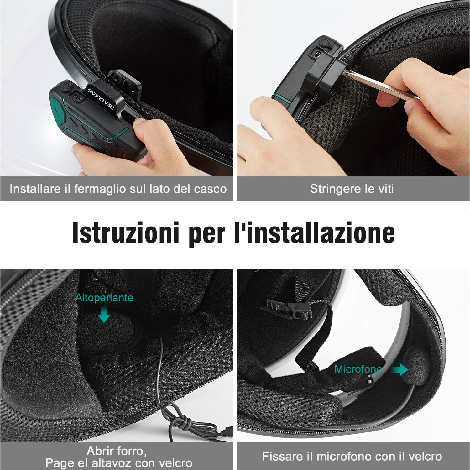 BEAUDENS Interfono Bluetooth per Moto, Portata 1200 m 3 Ciclisti Auricolare  Casco WT003 con Cancellazione del Rumore, Sistema di Comunicazione a Mani  Libere per Ascoltare Musica, GPS Radio FM : Amazon.it: Elettronica