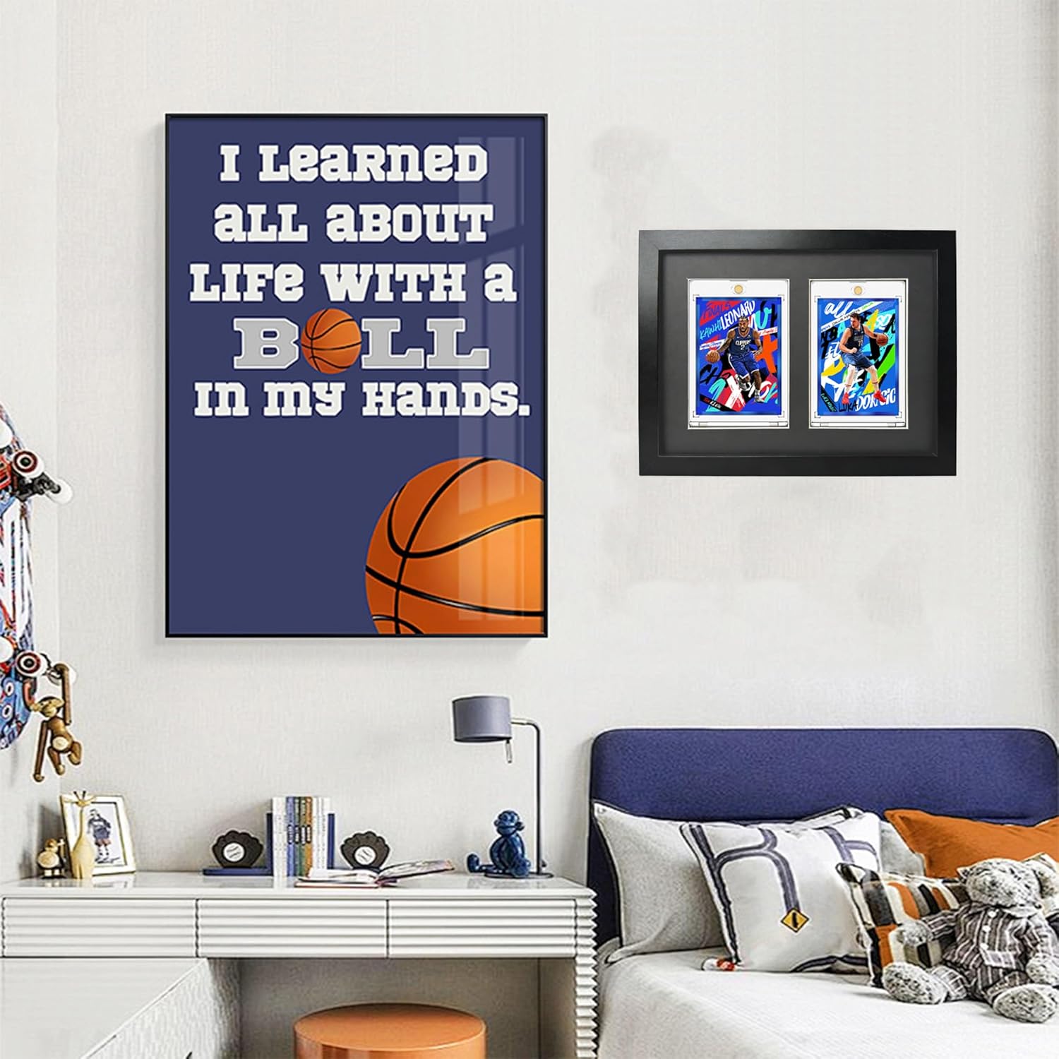Baseball Card Display Case Wall Mount or Tabletop, Trading Card Display Frame, Sports Card Display Box with Magnetic Card Holder for 2 Standard Cards, Display for Basketball Football Hockey
