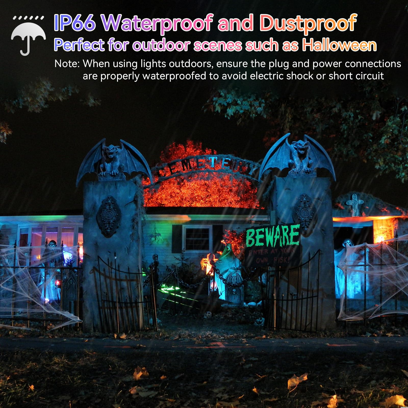 OUSIDE 2-Pack RGB LED Flood Lights Outdoor,Color Changing Flood Lights,50W (400W Equivalent),5000LM - Image 2