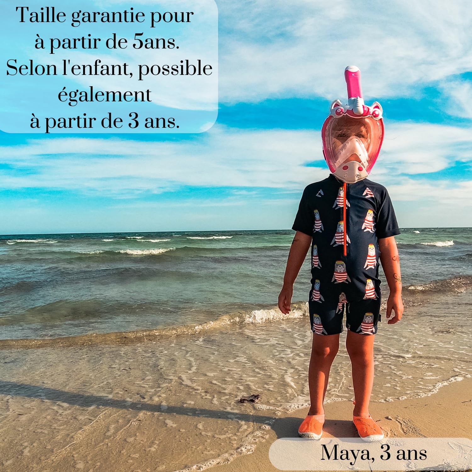 Khroom Masque de Plongée et de Snorkeling pour Enfants dès 3 Ans | Certifié sans Risque de CO2 par TÜV | Masque Intégral avec Tuba | Confort et Sécurité pour la Plongée