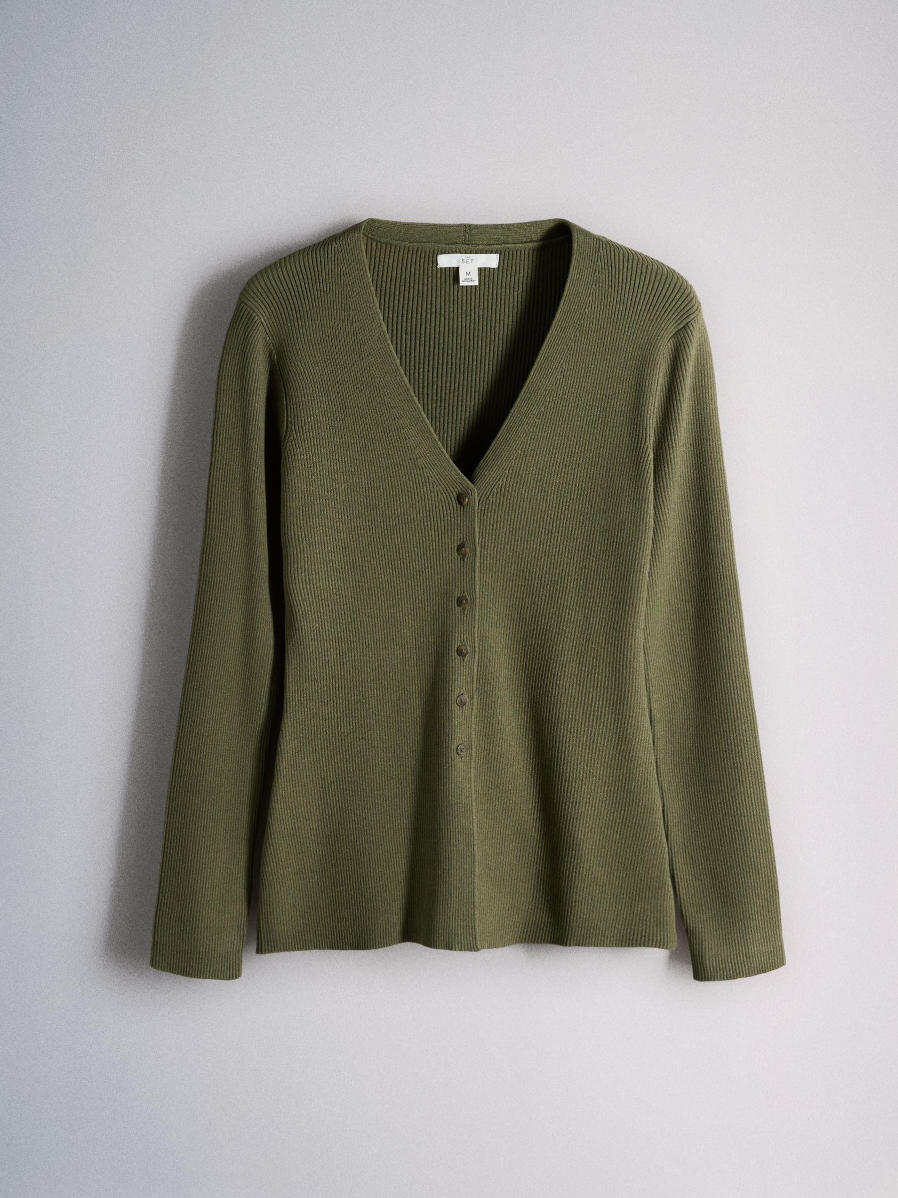 THE SET Donne Confezione da 3 Cardigan Eleganti in Maglia con Taglio Lungo, Scollo a V e Bottoni Alti in Vita