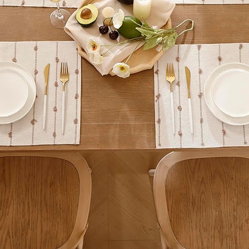 Miniatura 5 de Tosleo Juego de 6 manteles individuales bohemios de 13 x 19 pulgadas para decoración de mesa de comedor, manteles individuales de tela tejida para