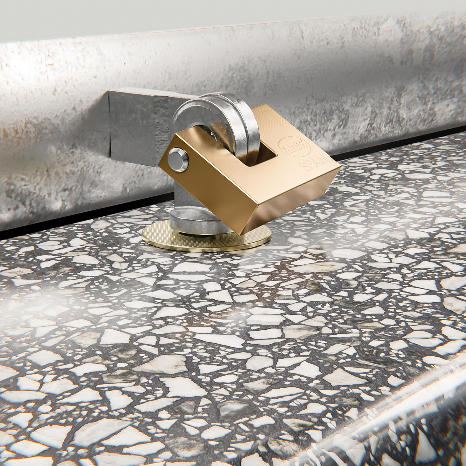 Amig - Security Lock for Roller Blinds, Mod SBL-01, Galvanized Steel, Compatible with 200-75 and 201-60 Padlocks, Includes Lock Bracket