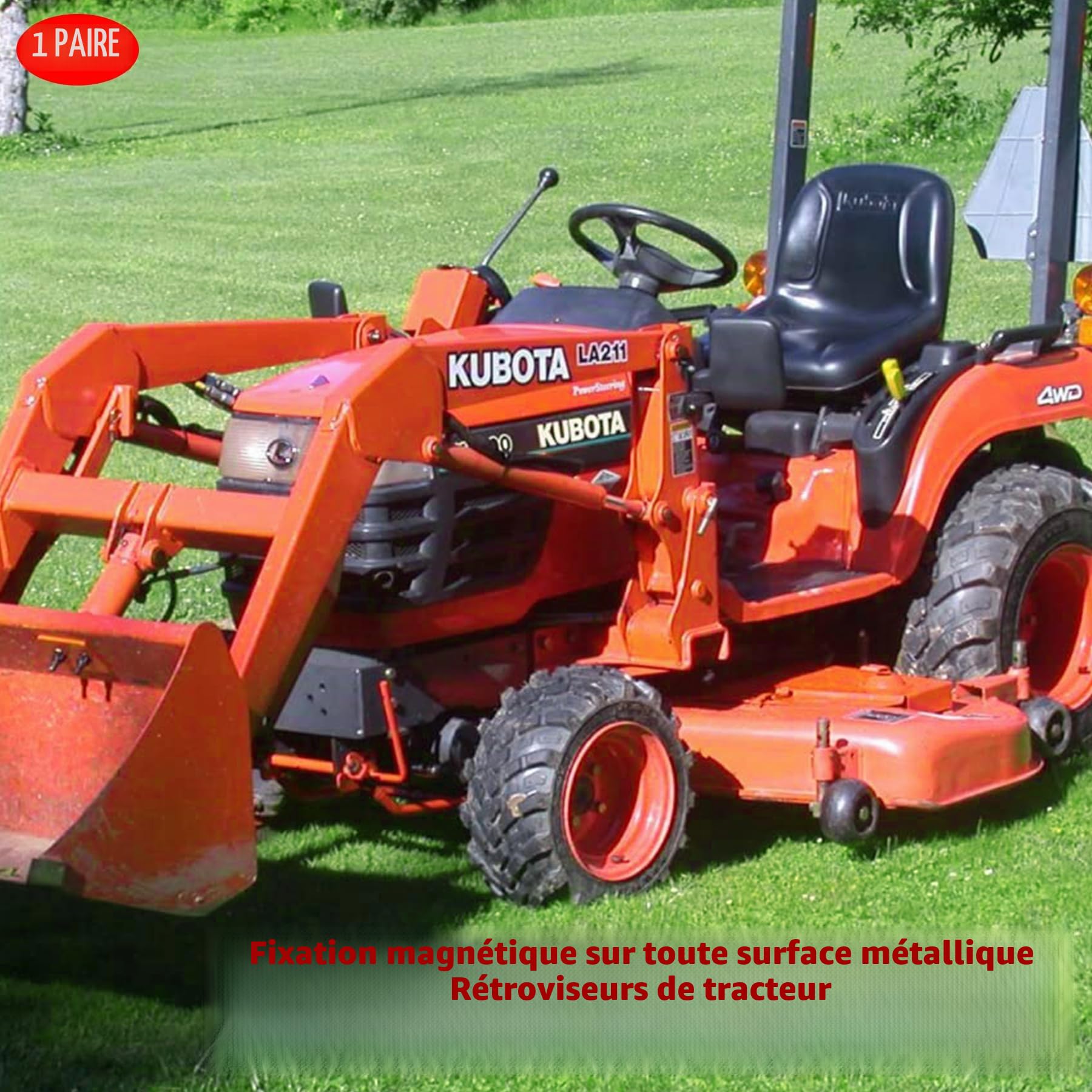 MUTUACTOR Universel MagnéTique Tracteur Miroirs,Pas De Forage, Anti-DéRapant Chariot De Golf Miroirs RéTroviseurs Pour John Deere,Kubota,Kioti,Accessoires De Tracteur éLéVateur éLéVateur (1 Paire)