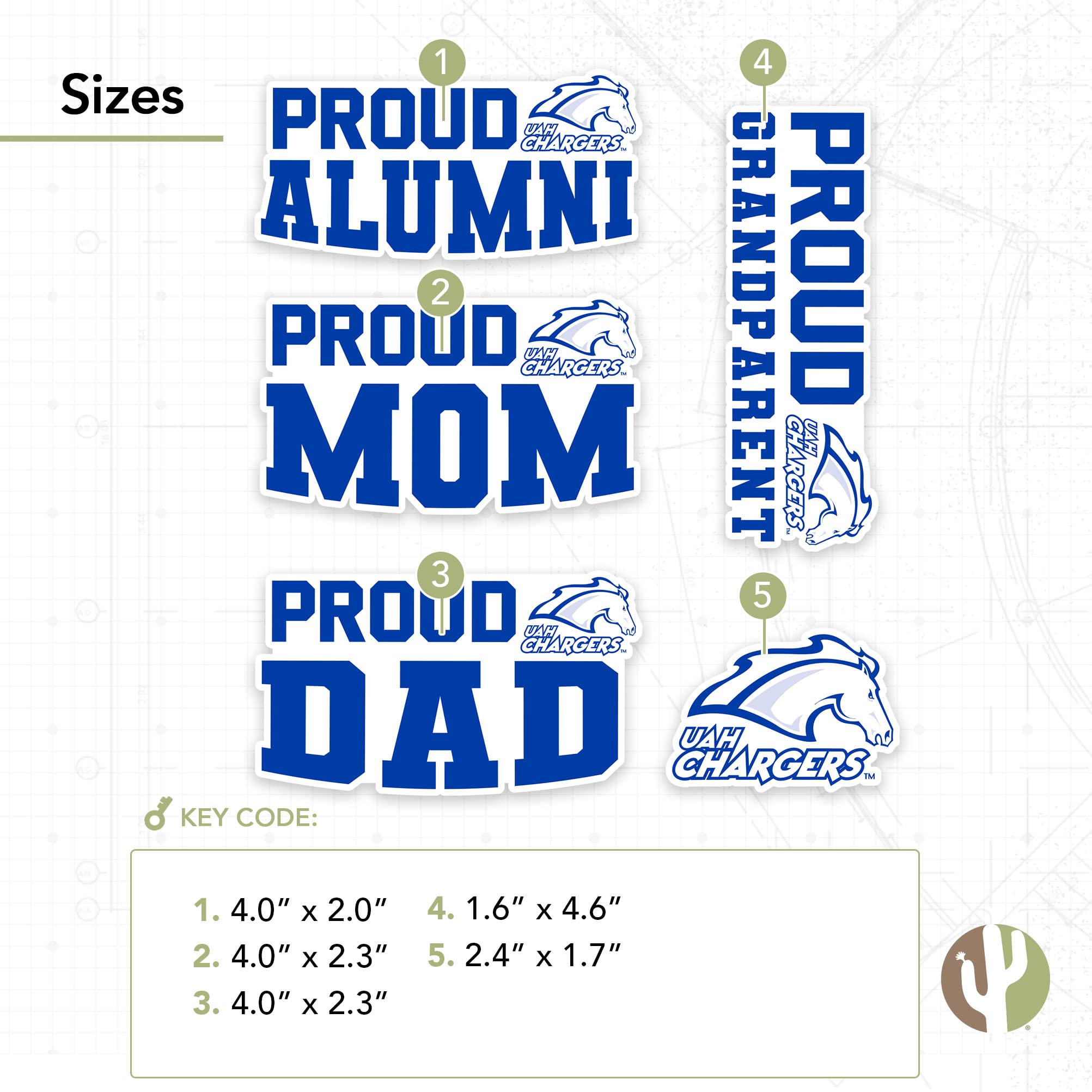 University Of Alabama In Huntsville Full Sheet Sticker Pack – 4 Vinyl Decals For Laptop, Car, Water Bottle | Officially Licensed - View #12