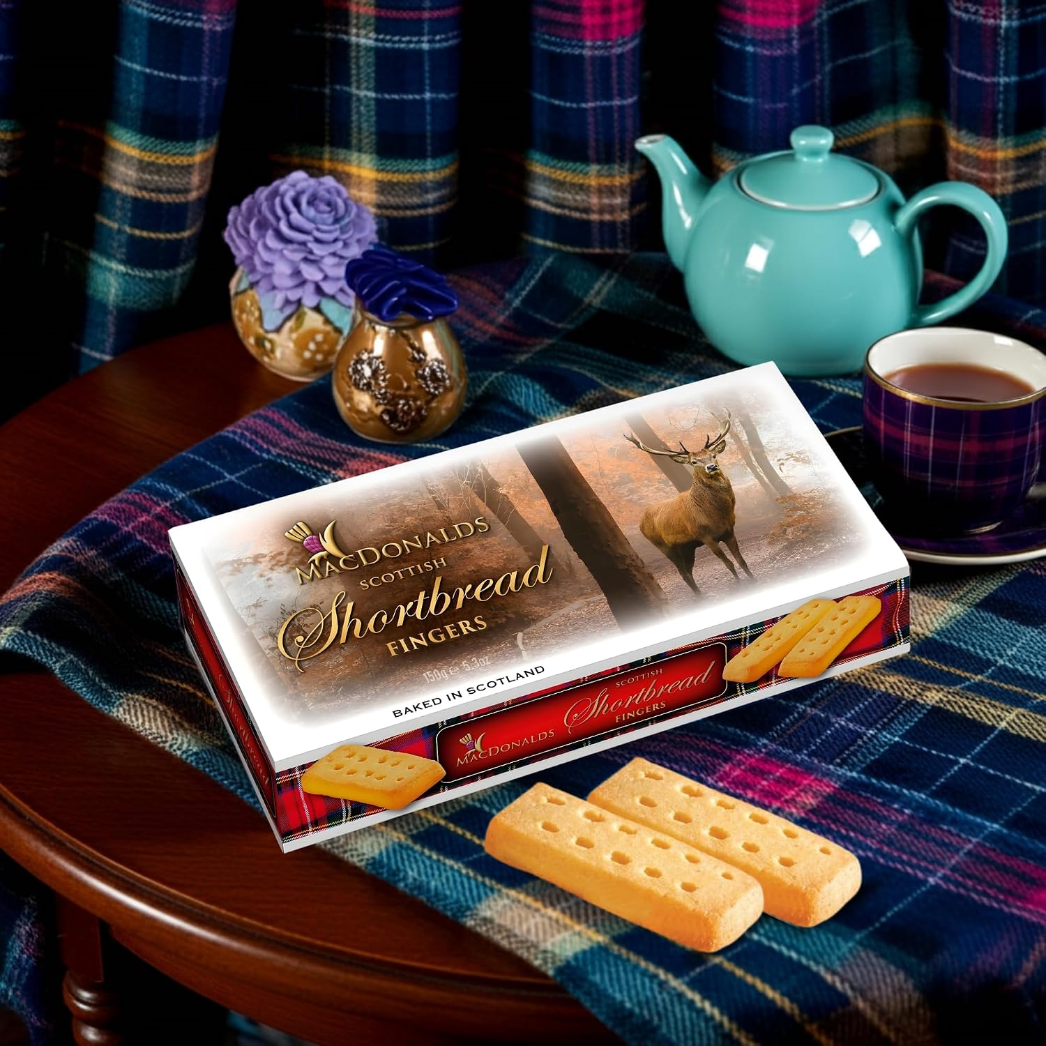 Campbells Macdonalds Scottish Shortbread Fingers Stag Carton 5.3 Oz (Pack of 3) - Pure Butter Scottish Shortbread Cookies from Scotland, British Tea Biscuits & Snacks, All-Butter Fingers, Cookie Gift Box