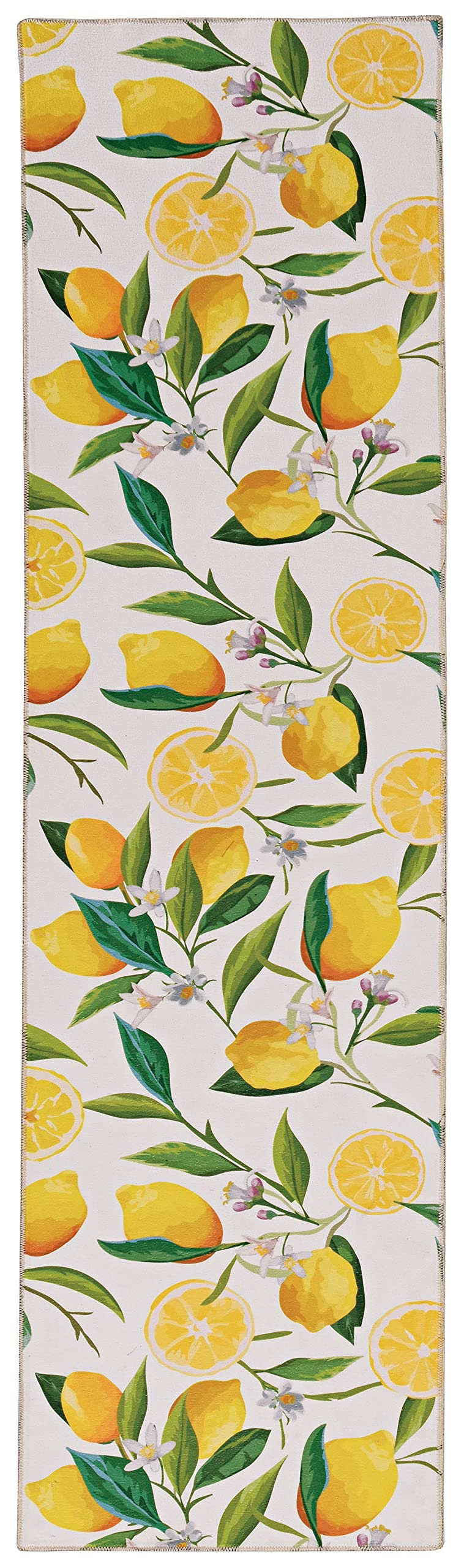 Linon The Anywhere Washable Rug Wesley Ivory/Yellow 2' X 8' Runner Rug