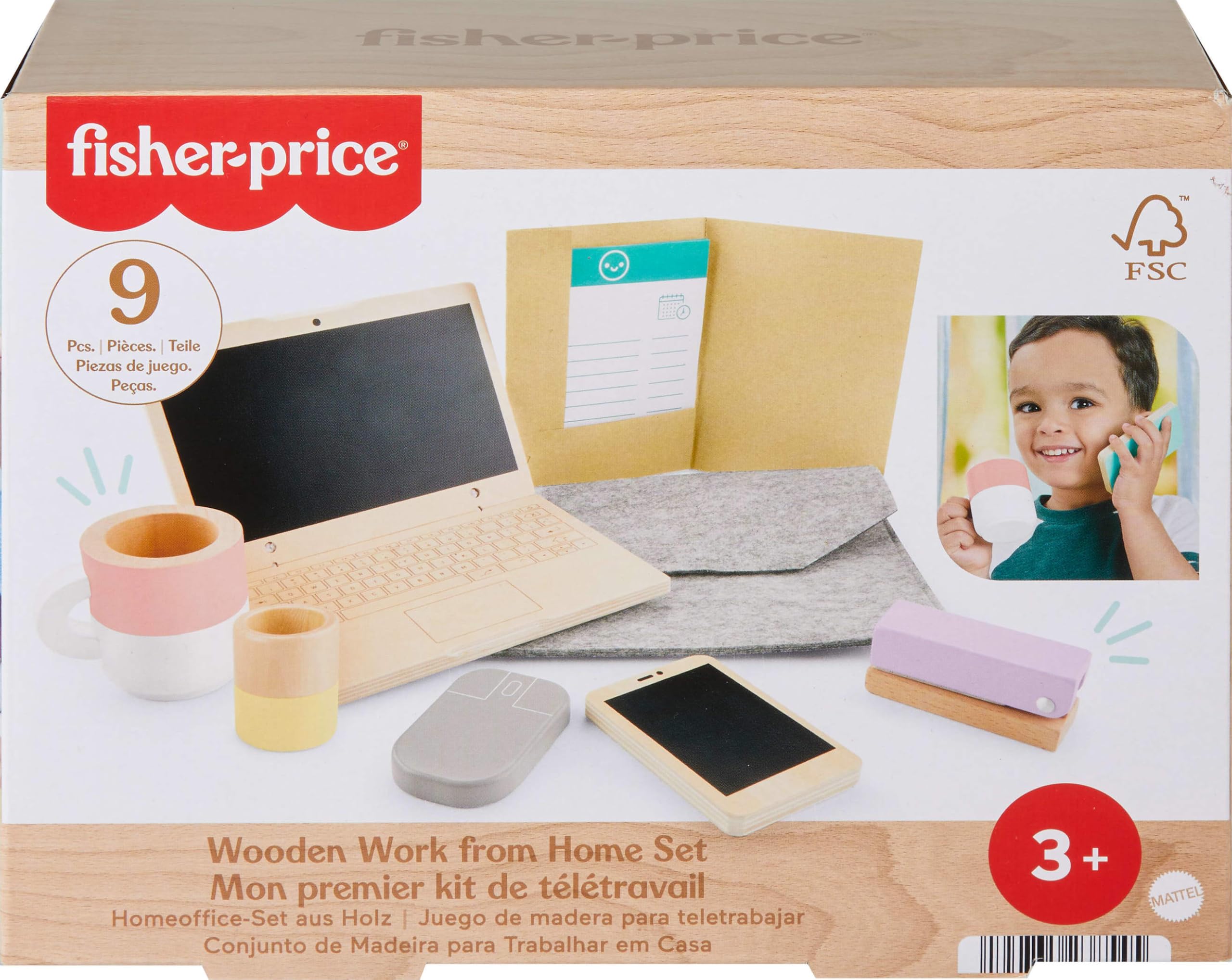 Fisher Price Mattel Wooden Work From Home Set