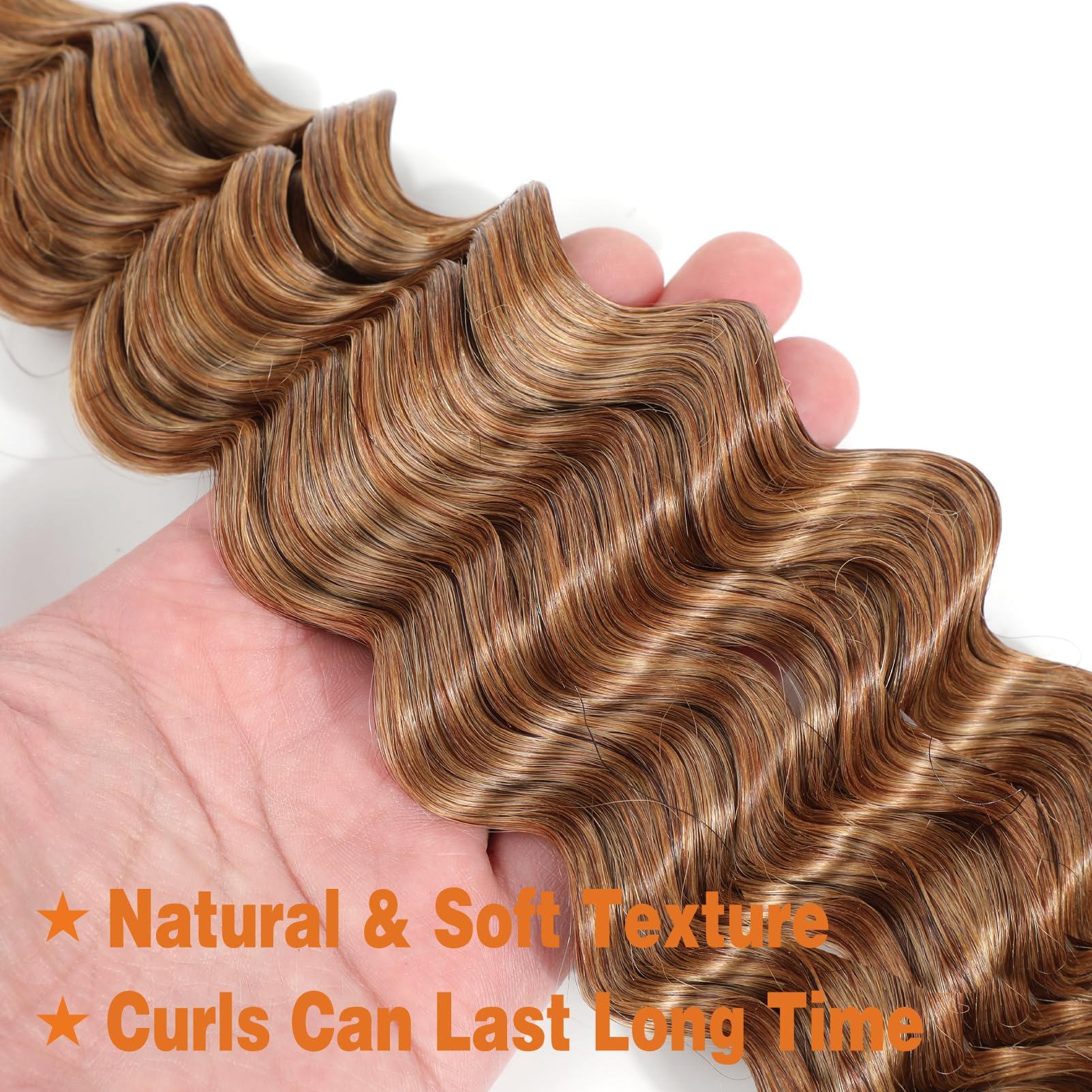 Humistwbiu Deep Wave Human Braiding Hair 100% Unprocessed Brazilian No Weft Bulk Human Hair for Braiding 20 Inch (100g, 27#) - Image 3