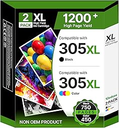 Redsee 305XL Ink Cartridges Replacement for HP 305 Ink Cartridges Black and Colour 305xl for HP Deskjet 2810e Ink Cartridges Deskjet 2800e 2820e Envy 6020e Pro 6400 (2 Pack)
