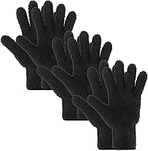 3 Pairs Microfiber Gloves - Washable Reusable Cleaning Gloves for Blinds, Windows, Shutters, Furniture (Black)