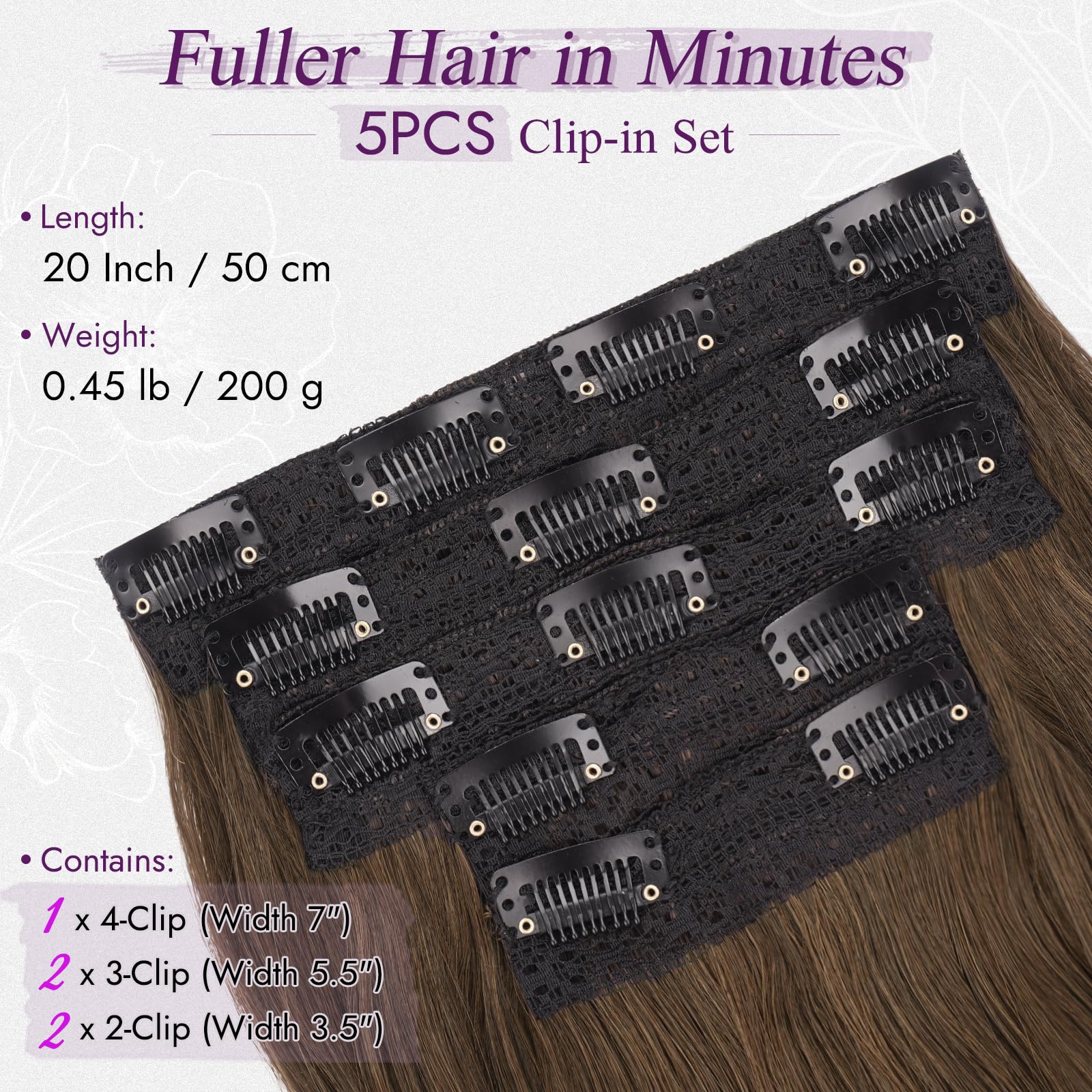 BARSDAR Brown Clip in Hair Extensions - Image 2