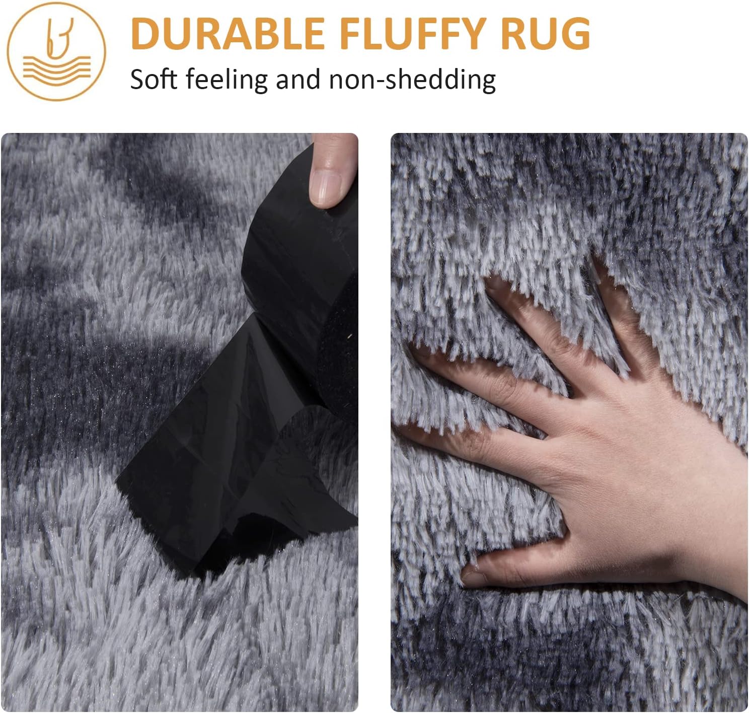 Pauwer Plush Shaggy Area Rugs Soft Fluffy Area Carpet Rugs Anti-Skid Thick Floor Carpet Mat for Living Room Bedroom (Dark Grey - Image 3