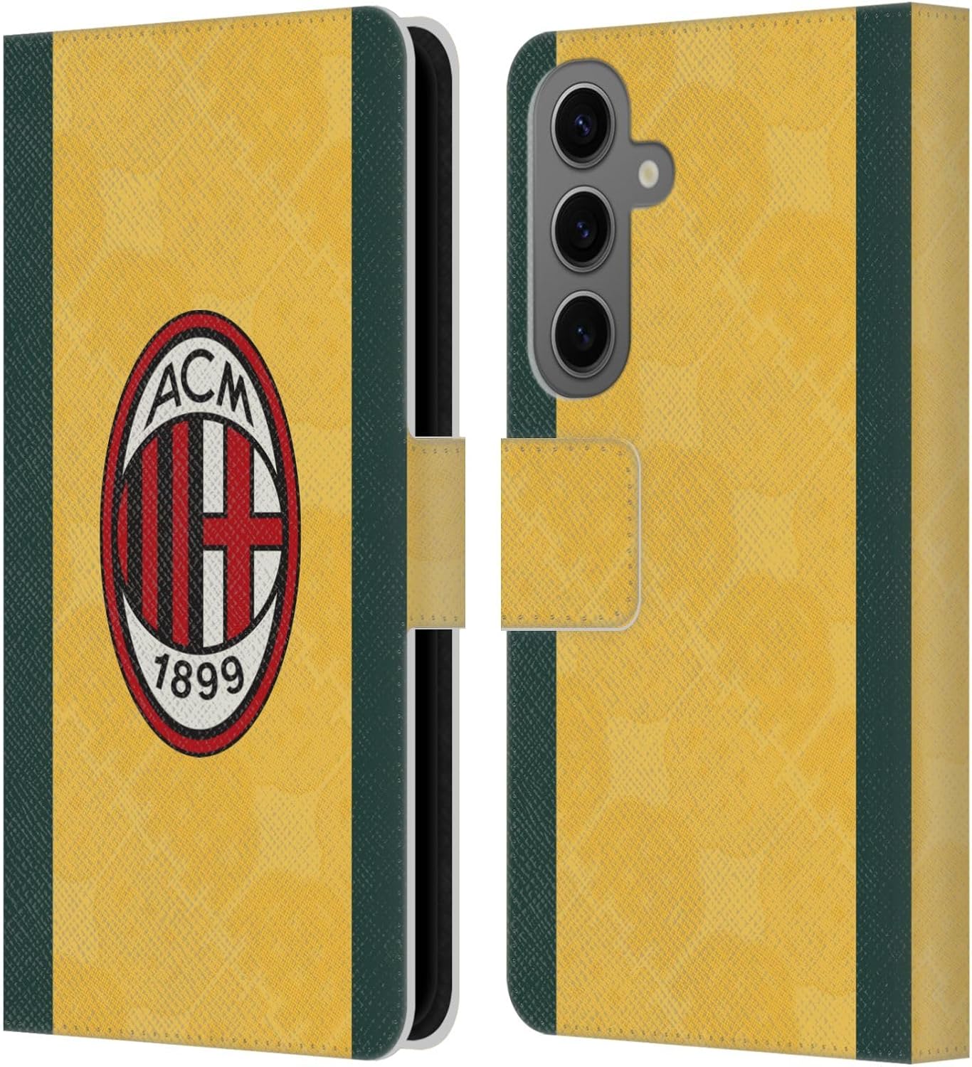 Head Case Designs Officially Licensed AC Milan Third 2025/26 Crest Kit Leather Wallet Case Compatible with Samsung Galaxy S25