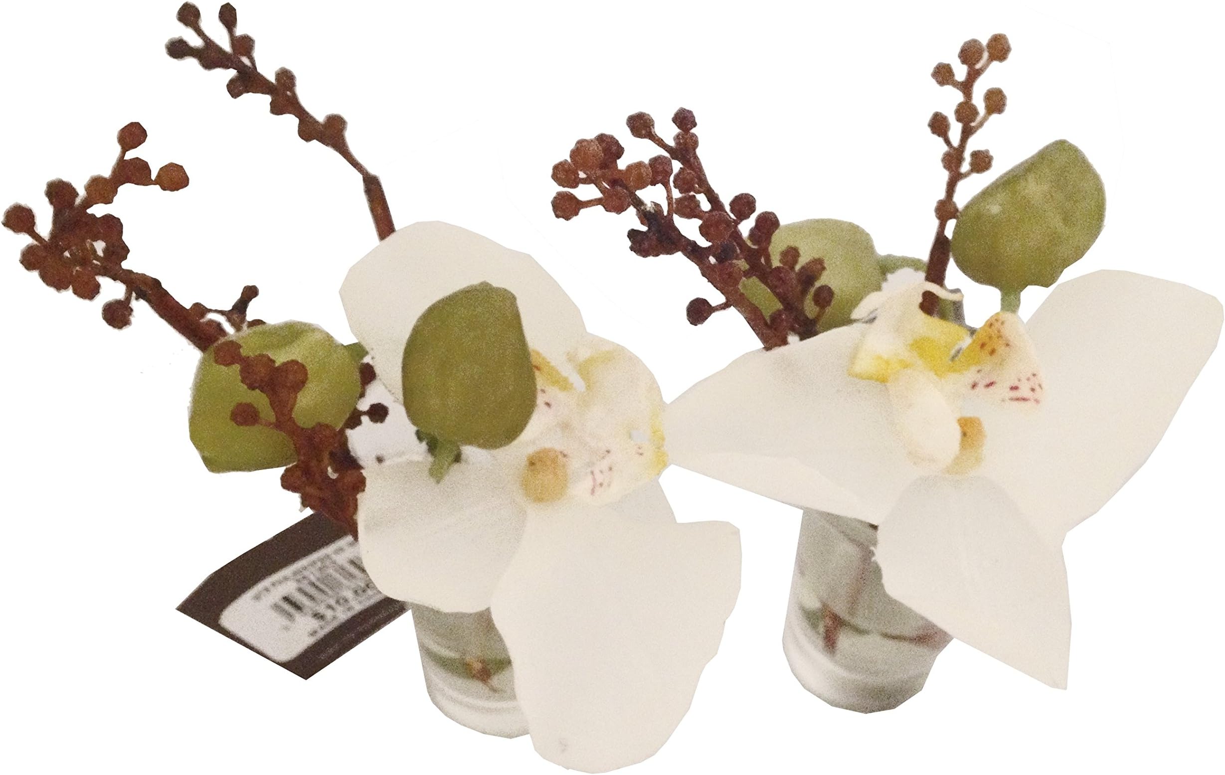 Decor Permanent Botanicals, Faux Orchid Bouquet in Vase, Mini, Set of 2