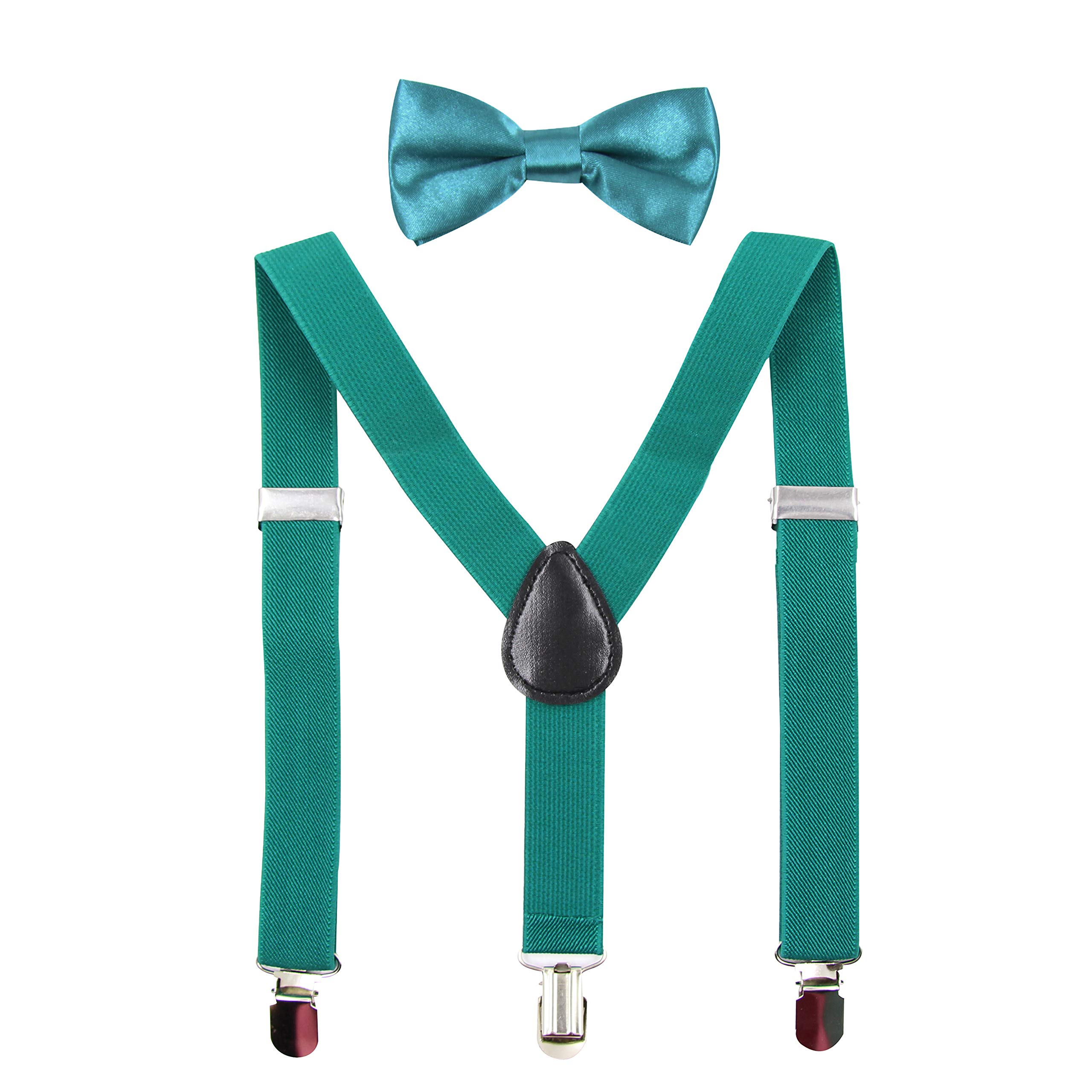 HANERDUN Unisex Hosenträger mit Fliege für Jungen und Mädchen, Befestigung mit drei Kleiderclipse am Hosenbund möglich