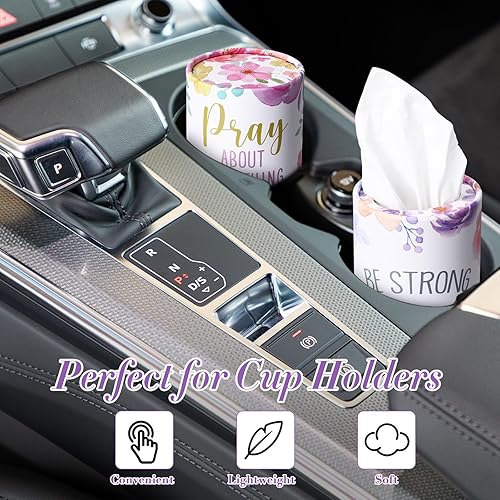 Miniatura 22 de Outus 12 soportes para cilindros de pañuelos de automóvil con 3 capas de pañuelos faciales a granel negro y blanco redondo para pañuelos, cajas