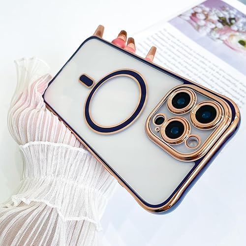 Vista 424 de Fiyart - Funda transparente magnética con purpurina para iPhone 12 para mujeres, con grabado "Love" metálico, protección para cámara y antigolpes