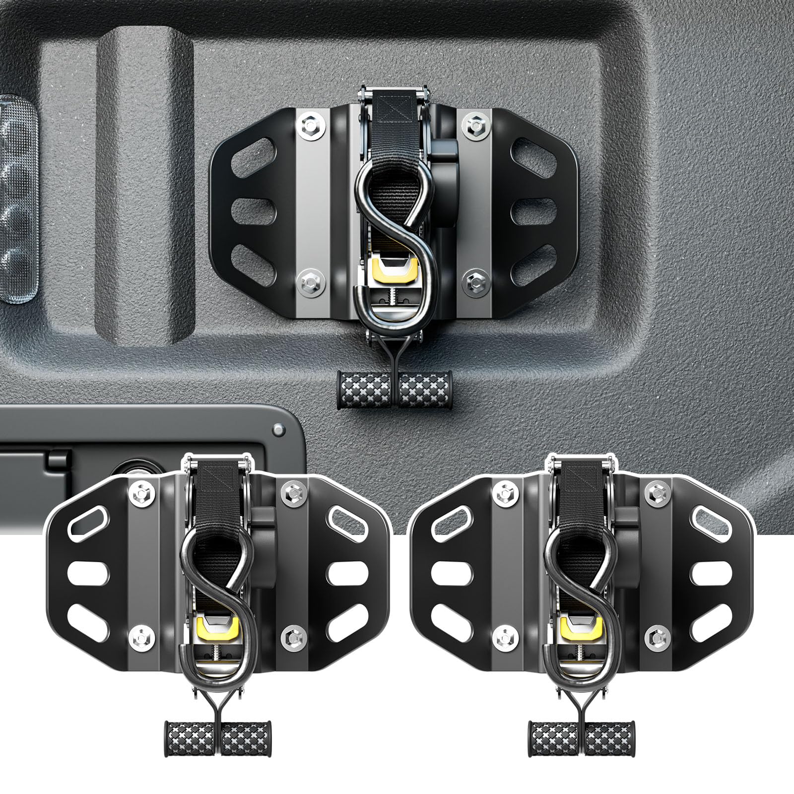 2PCS Retractable Ratchet Straps Compatible with 2015-2025 Ford F150 Retractable Tie Down Straps Replacement for 2015-2025 Ford F-150 Accessories